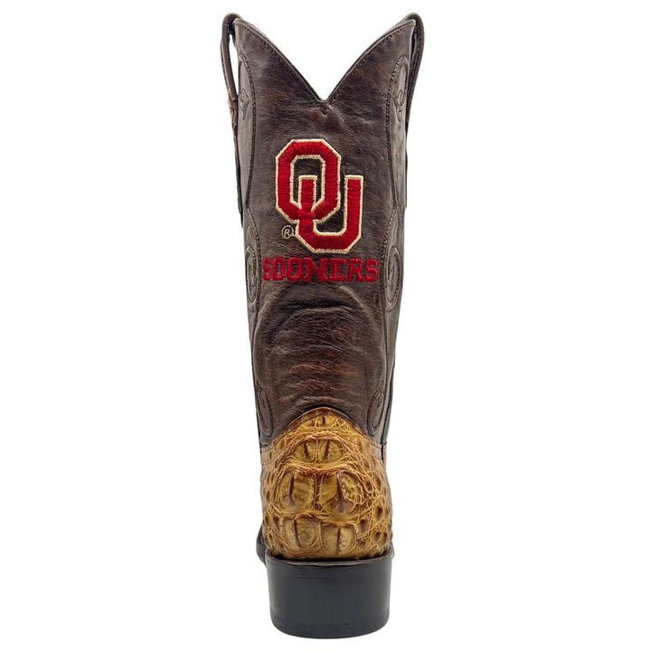 Men's University of Oklahoma Sooners Tan JW Toe Hornback American Alligator Cowboy Boots David by Vaccari