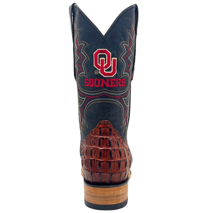 Men's University of Oklahoma Sooners Cognac Square Toe Cowboy Boots Jackson by Vaccari