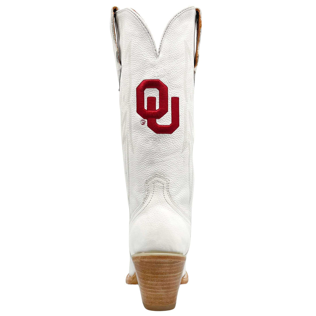Women's University of Oklahoma Sooners All White Pointed Toe Cowgirl Boots Leighton by Vaccari
