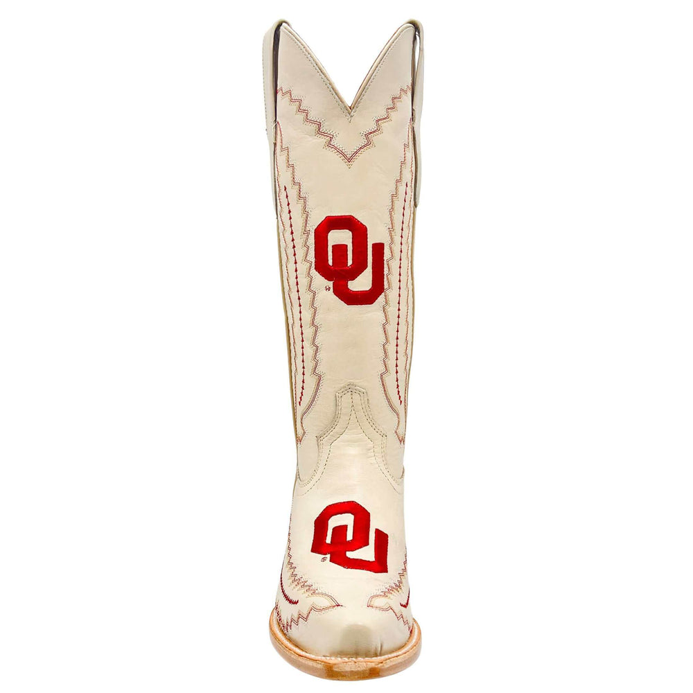 Women's University of Oklahoma Sooners Bone Snip Toe Cowgirl Boots Naomi by Vaccari