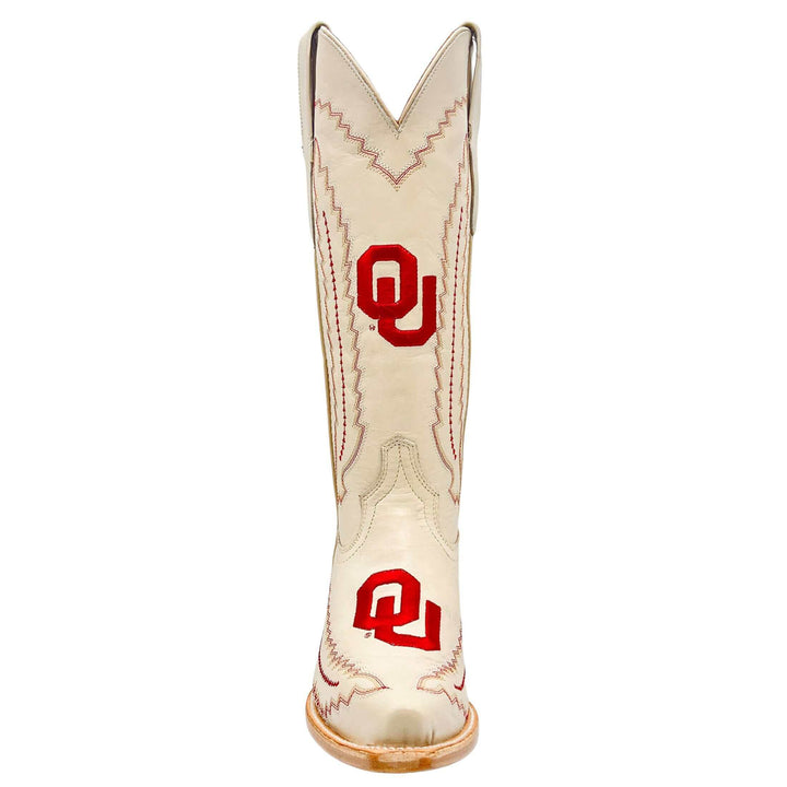 Women's University of Oklahoma Sooners Bone Snip Toe Cowgirl Boots Naomi by Vaccari
