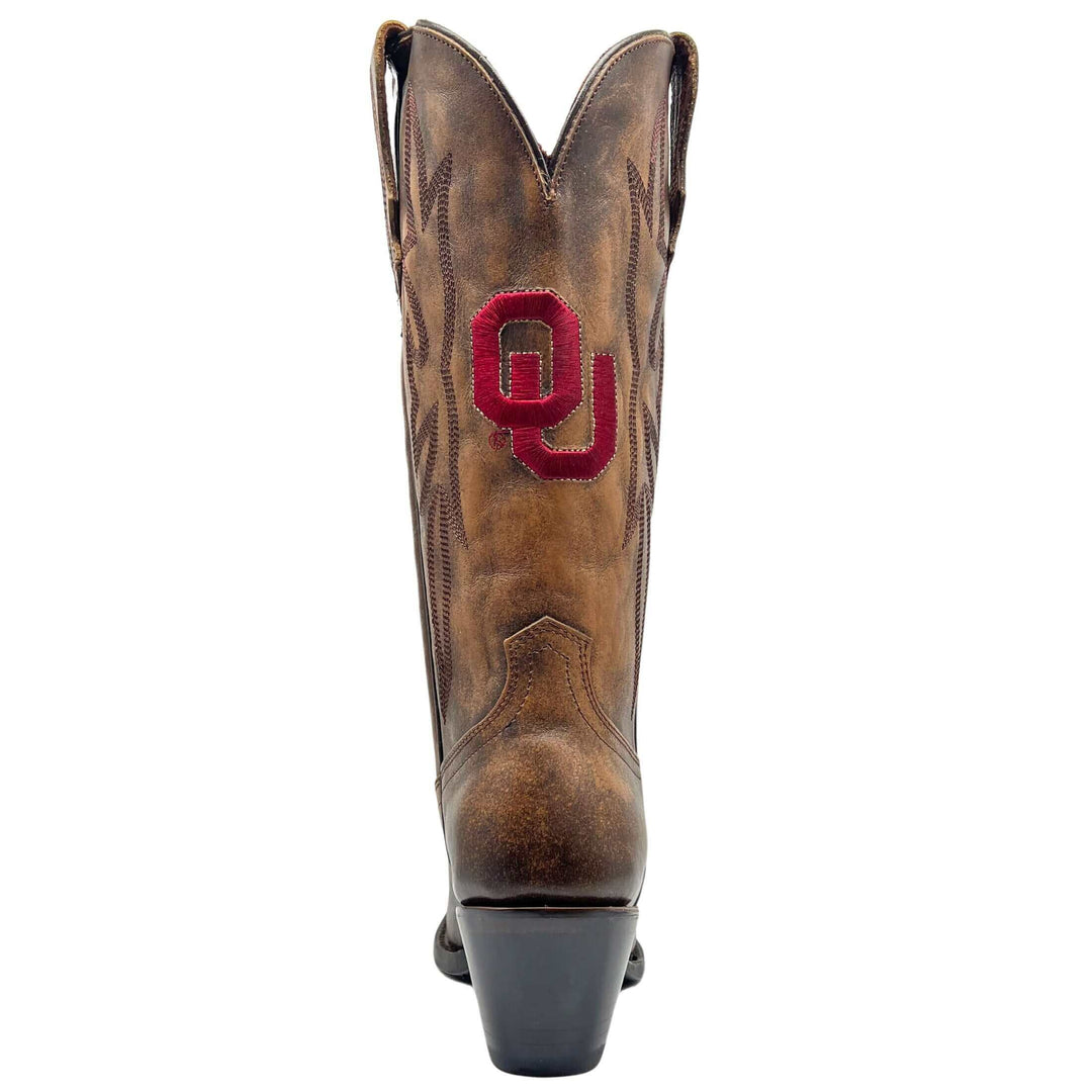 Women's University of Oklahoma Sooners Brown Pointed Toe Cowgirl Boots Chelsie by Vaccari