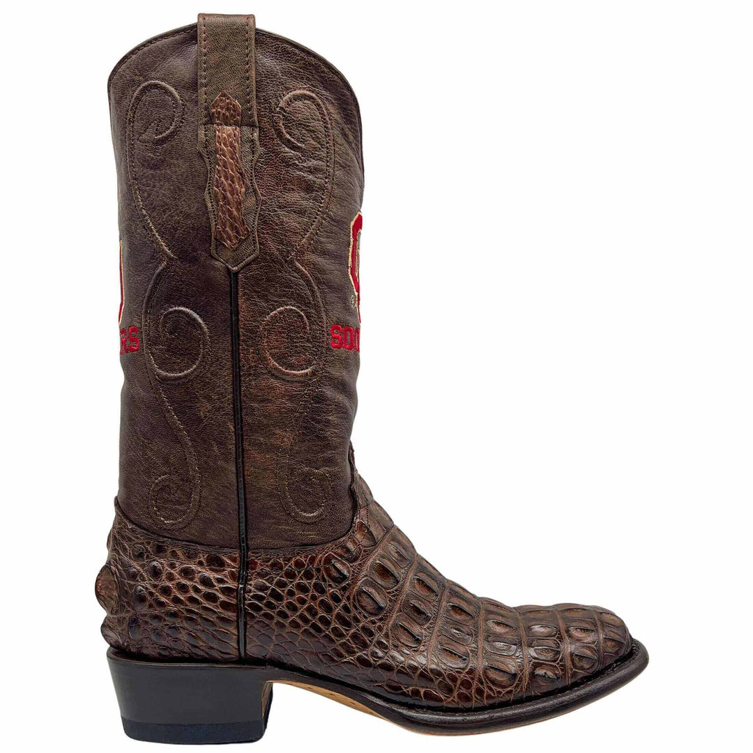 Men's University of Oklahoma Sooners Brown Hornback American Alligator Cowboy Boots David by Vaccari #select-a-toe_round