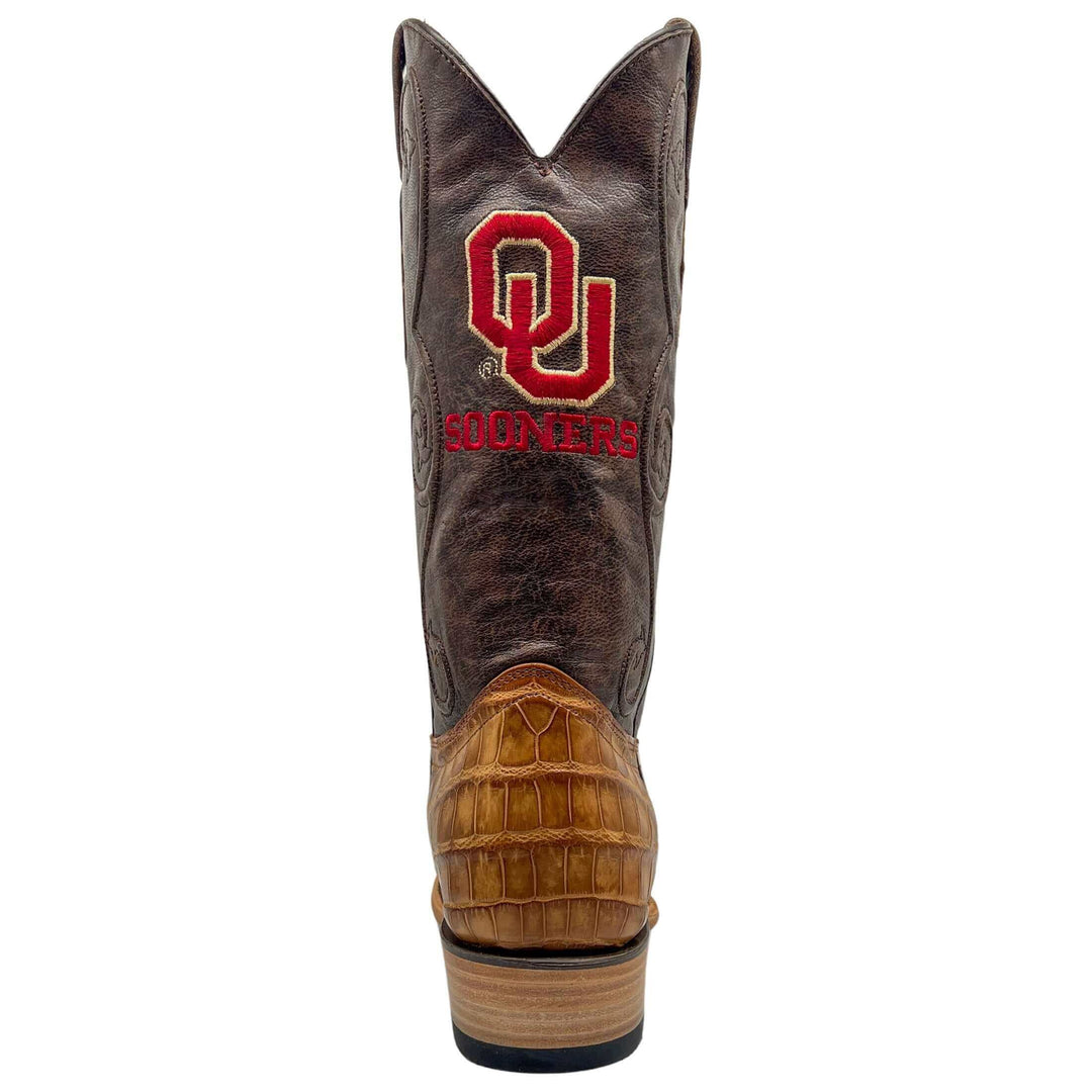 Men's University of Oklahoma Sooners Tan American Alligator Belly Cowboy Boots James by Vaccari #select-a-toe_jw