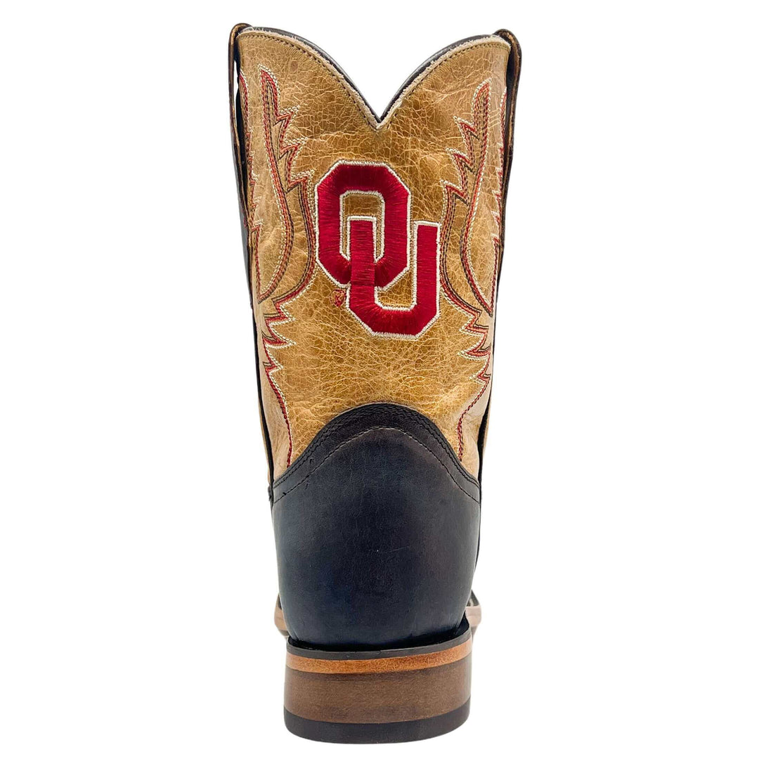 Kid's University of Oklahoma Sooners Tan/Mocha OU Kid's Square Toe Cowboy Boots Peyton by Vaccari