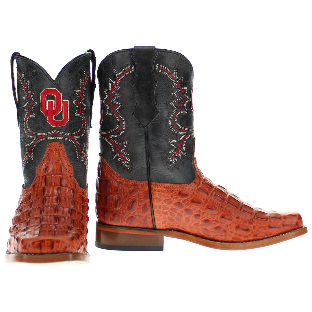 Kid's Hudson University of Oklahoma Alligator Print Boots by Vaccari
