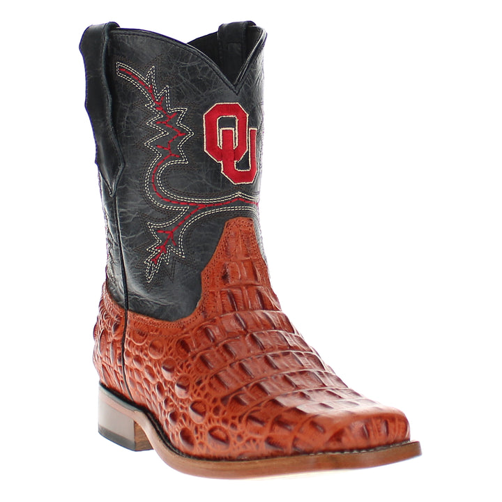 Kid's Hudson University of Oklahoma Alligator Print Boots by Vaccari