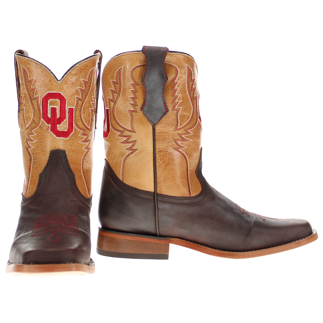 Kid's Peyton University of Oklahoma Leather Boots by Vaccari