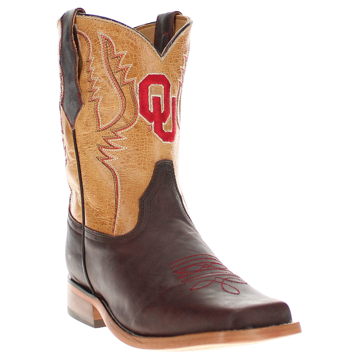Kid's Peyton University of Oklahoma Leather Boots by Vaccari