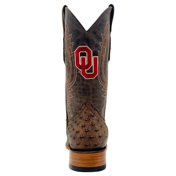 men's university of oklahoma sooners cowboy boots brown ostrich print Cooper square toe