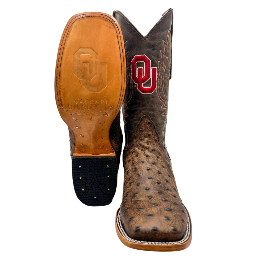 men's university of oklahoma sooners cowboy boots brown ostrich print Cooper square toe