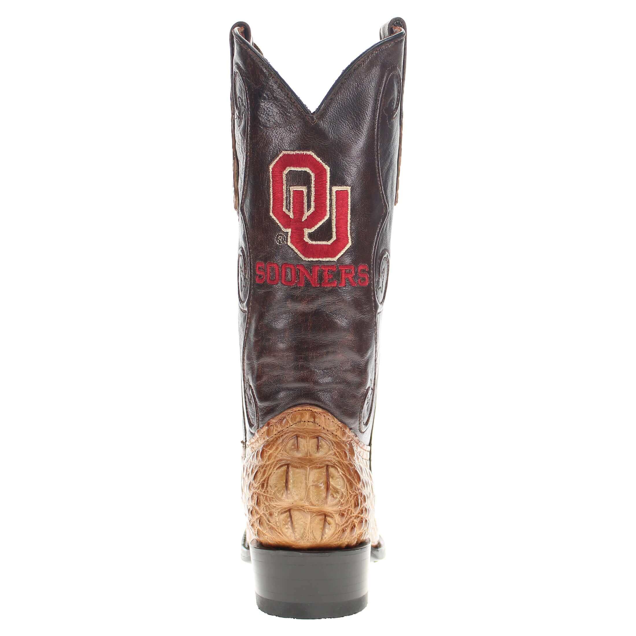 Men's University of Oklahoma Sooners Tan JW Toe Hornback American Alligator Cowboy Boots David by Vaccari