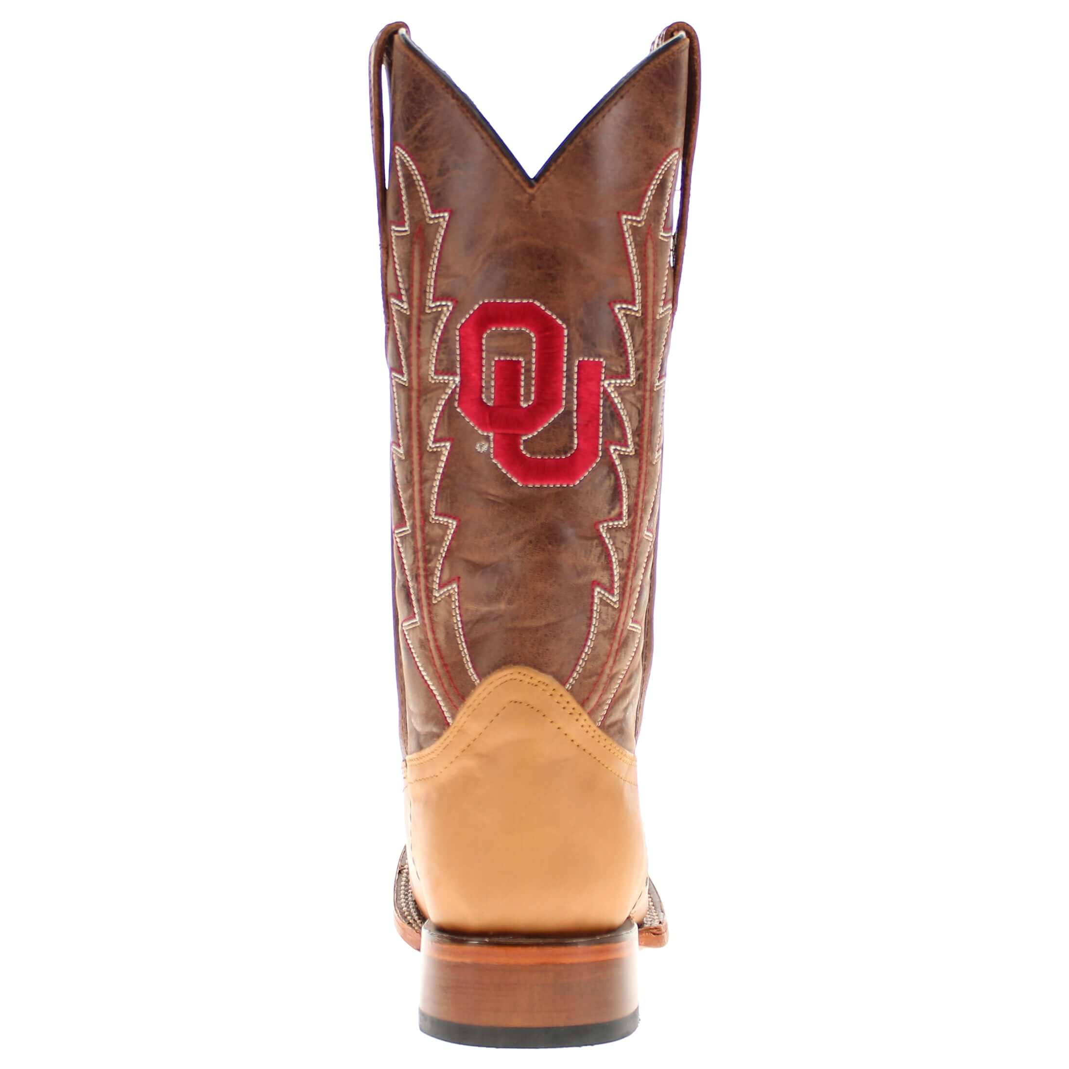 Men's University of Oklahoma Lasered Vamp Tan Cowboy Boots by Vaccari