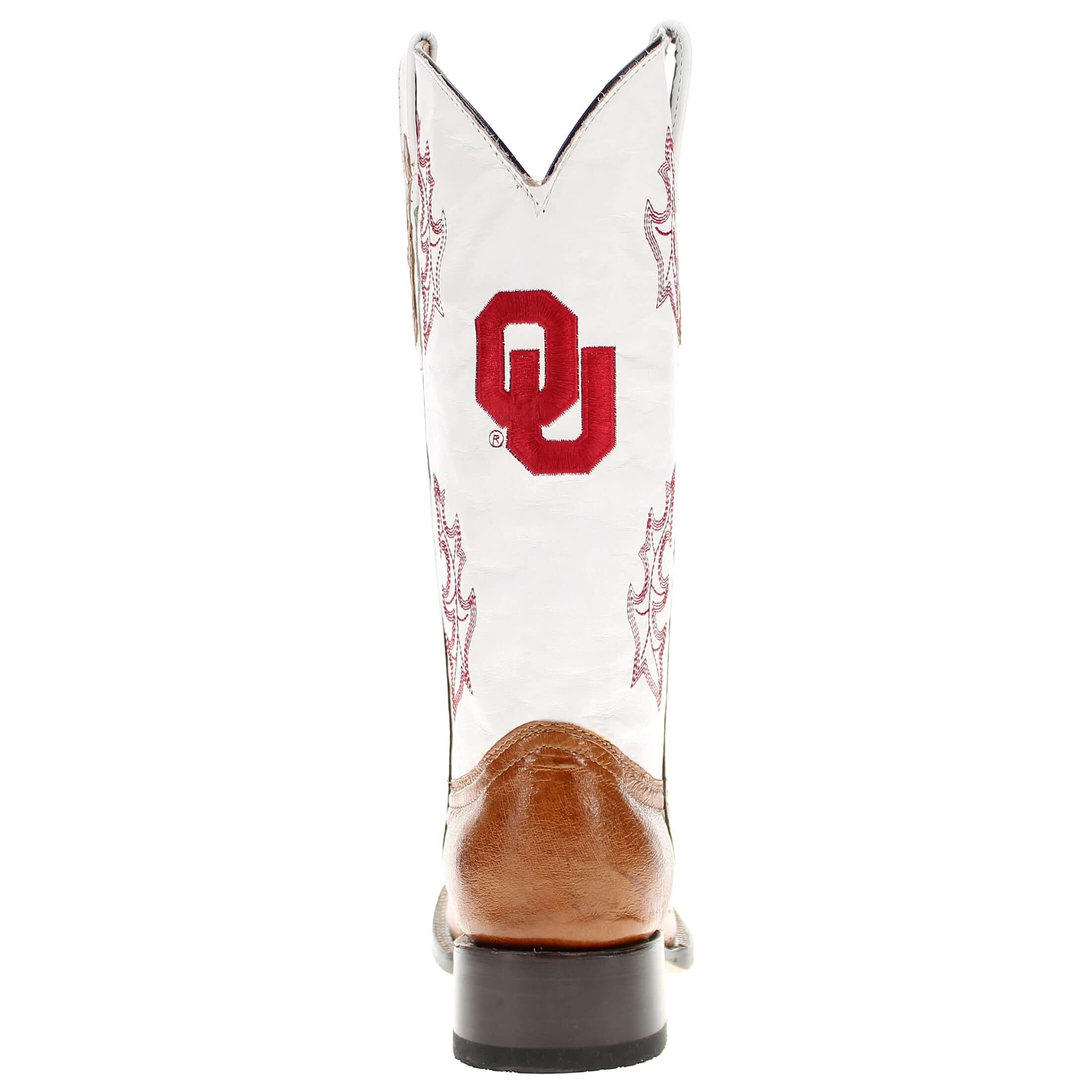 Men's University of Oklahoma Sooners Cowboy Boots | Tan Broad Square/JW toe Smooth Ostrich Boots | Officially Licensed | Brooks 