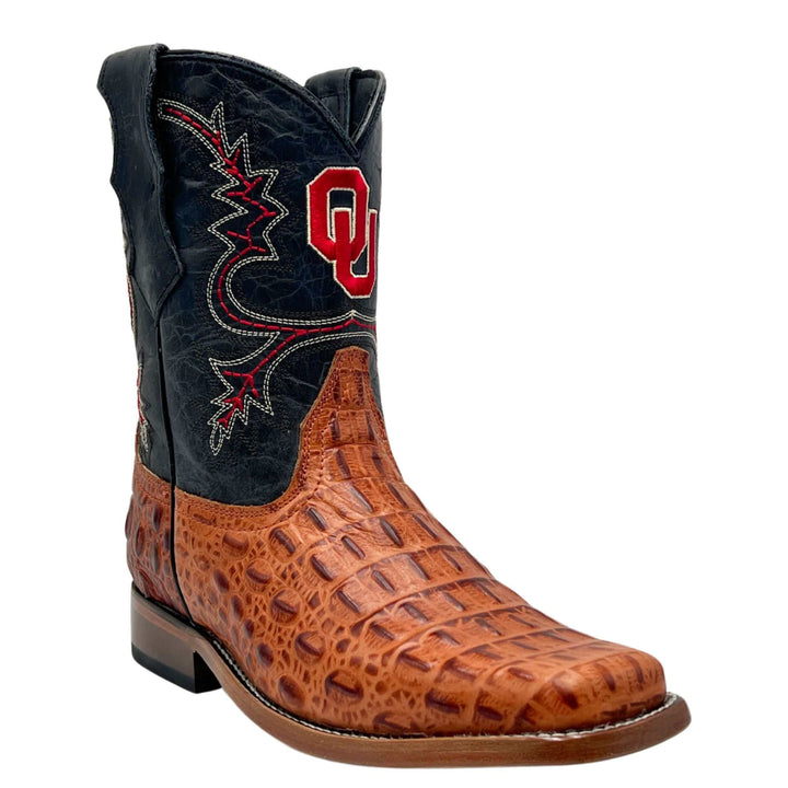 kids university of oklahoma sooners cowboy boots cognac hornedback print Hudson