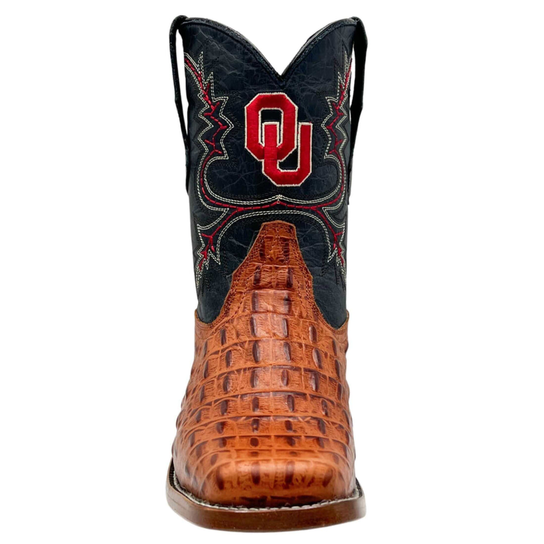 kids university of oklahoma sooners cowboy boots cognac hornedback print Hudson