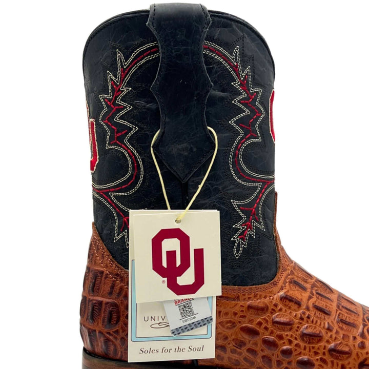 kids university of oklahoma sooners cowboy boots cognac hornedback print Hudson