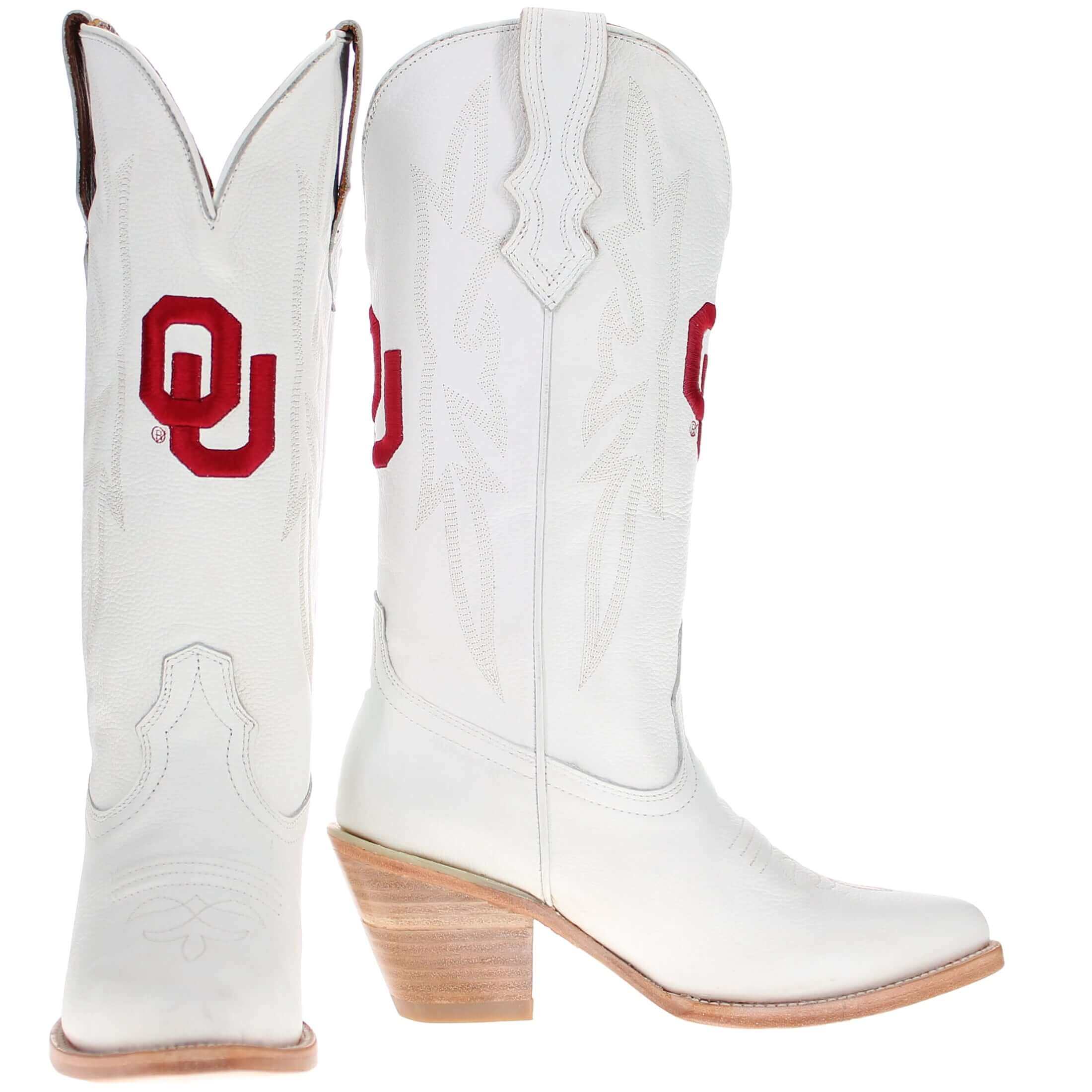 BOWWOW VINTAGE加工 WHITE Women's University of Oklahoma White Cowgirl Boots | Vaccari