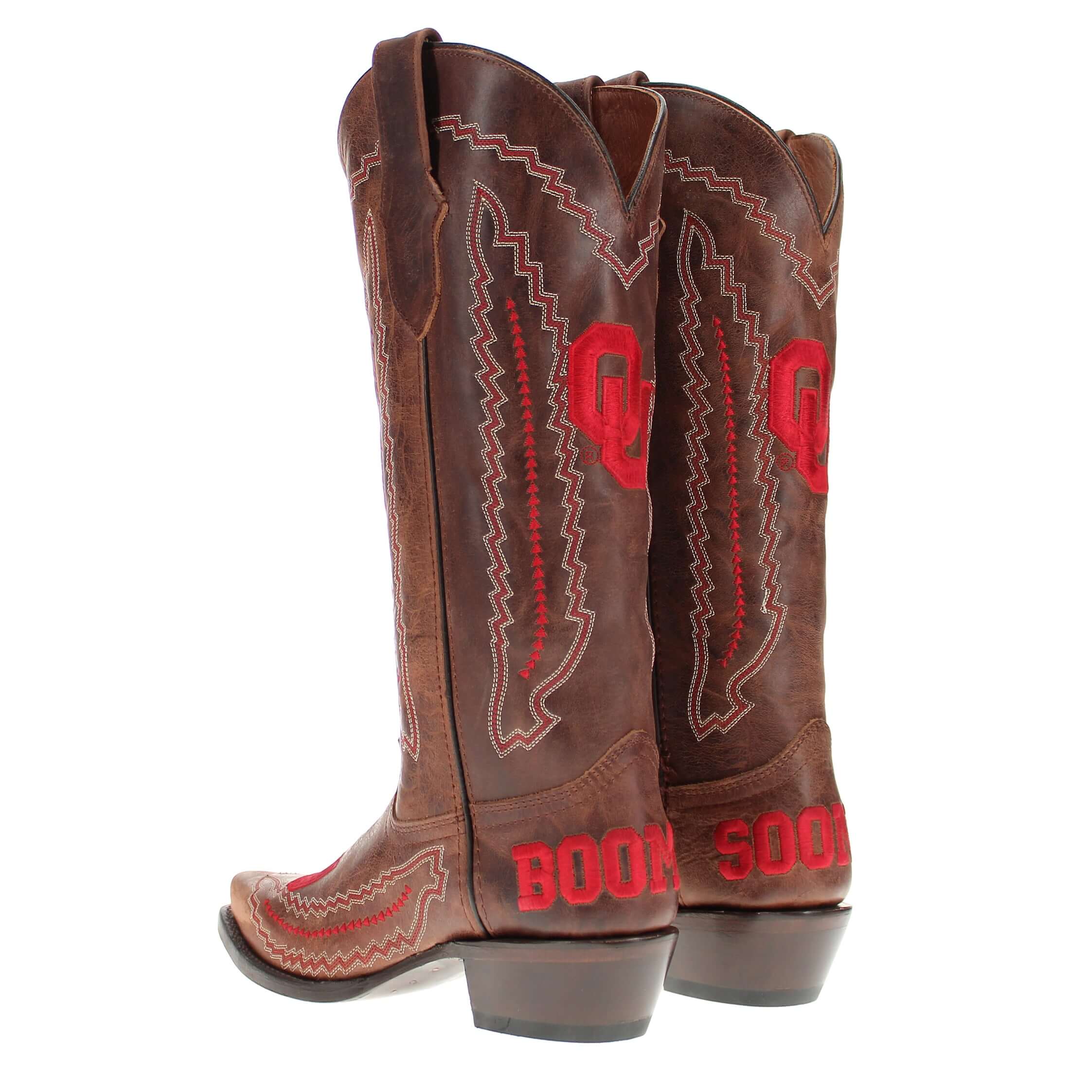 Women's Universtiy of Oklahoma Sooners Cowgirl Boots | Brown Snip Toe Boots | Officially Licensed | Naomi