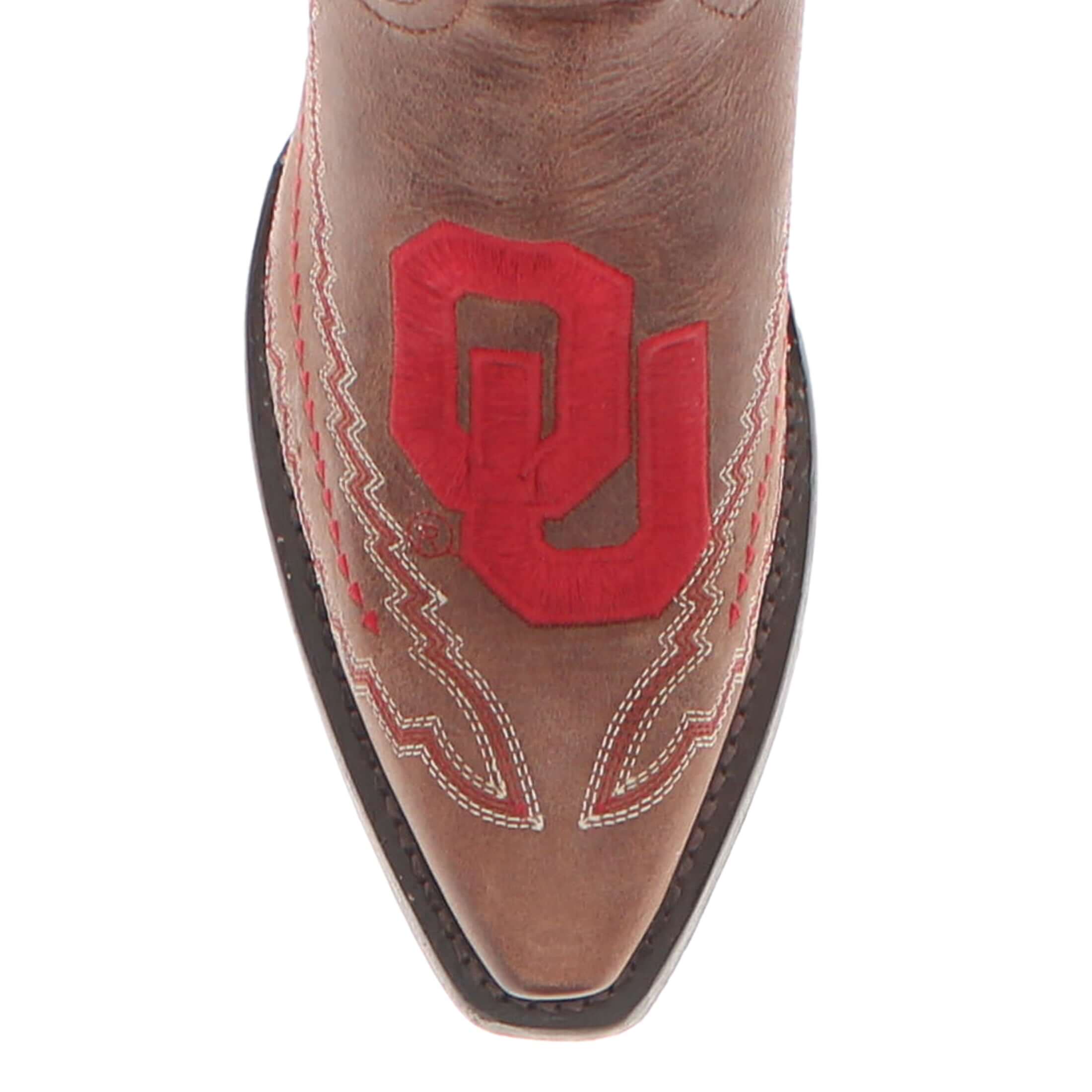 Women's Universtiy of Oklahoma Sooners Cowgirl Boots | Brown Snip Toe Boots | Officially Licensed | Naomi