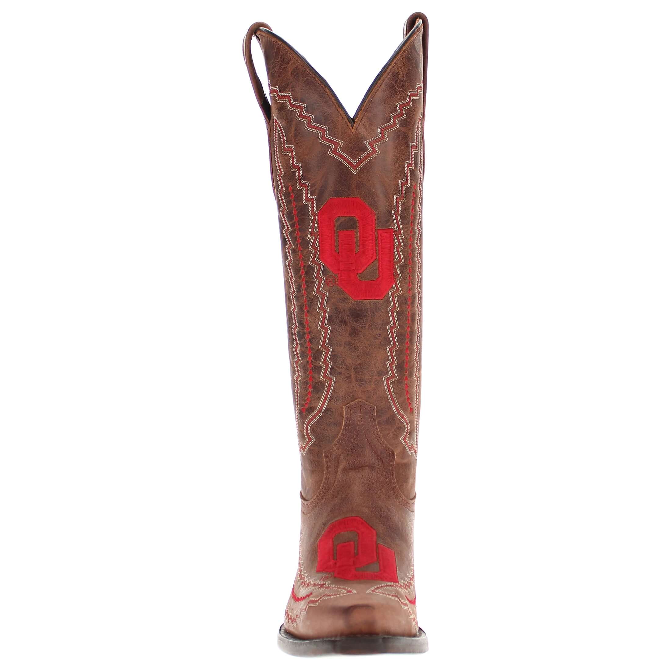 Women's Universtiy of Oklahoma Sooners Cowgirl Boots | Brown Snip Toe Boots | Officially Licensed | Naomi