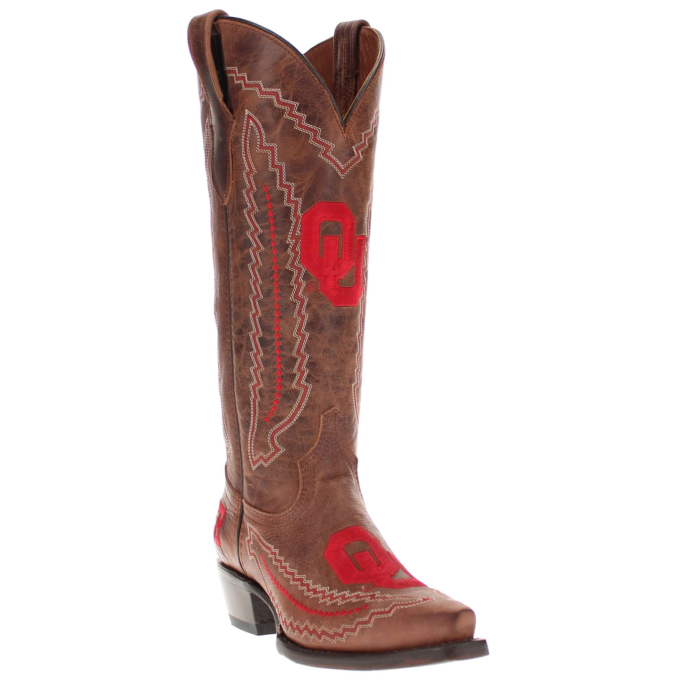 Women's Universtiy of Oklahoma Sooners Cowgirl Boots | Brown Snip Toe Boots | Officially Licensed | Naomi