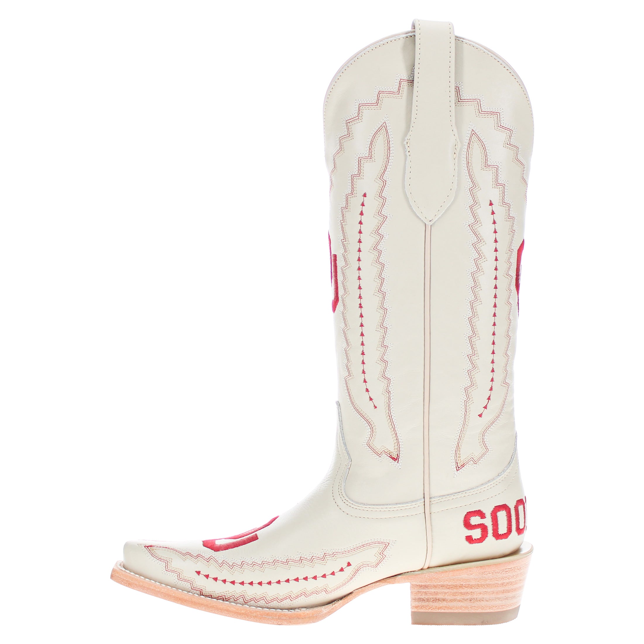 Women's University of Oklahoma Sooners Bone Snip Toe Cowgirl Boots Naomi by Vaccari