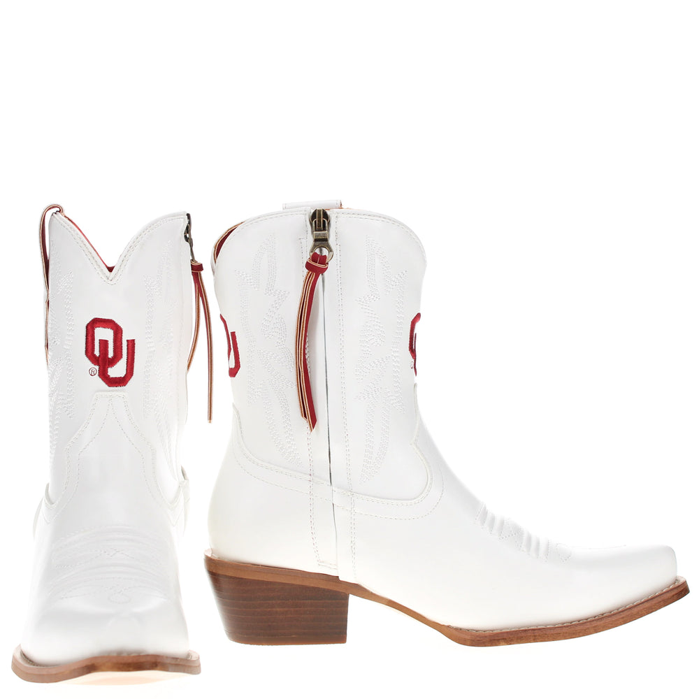 Women's University of Oklahoma White Cowgirl Boots with Color Tassel Lynn by V by Vaccari