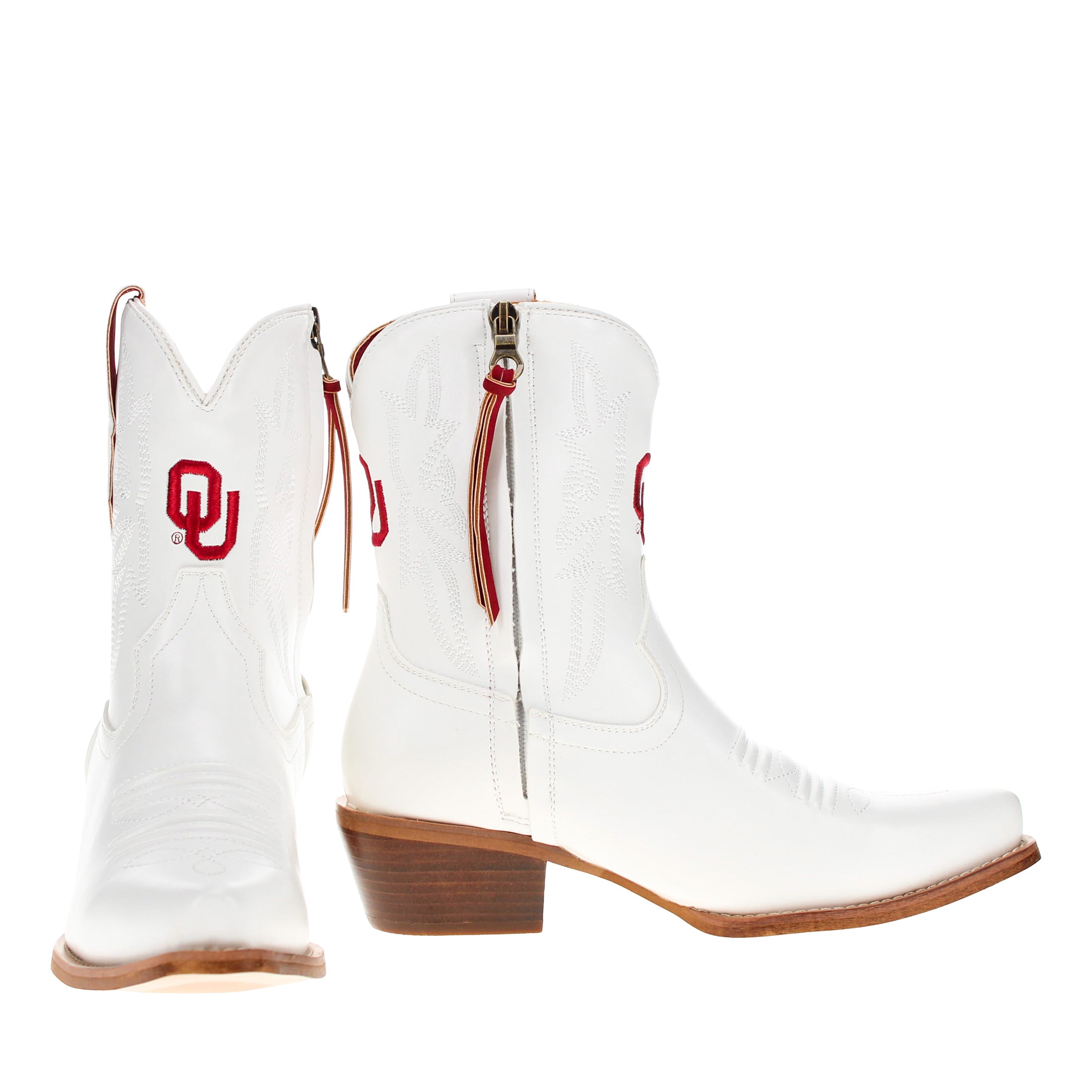 Women's University of Oklahoma White Cowgirl Boots with Color Tassel Lynn by V by Vaccari