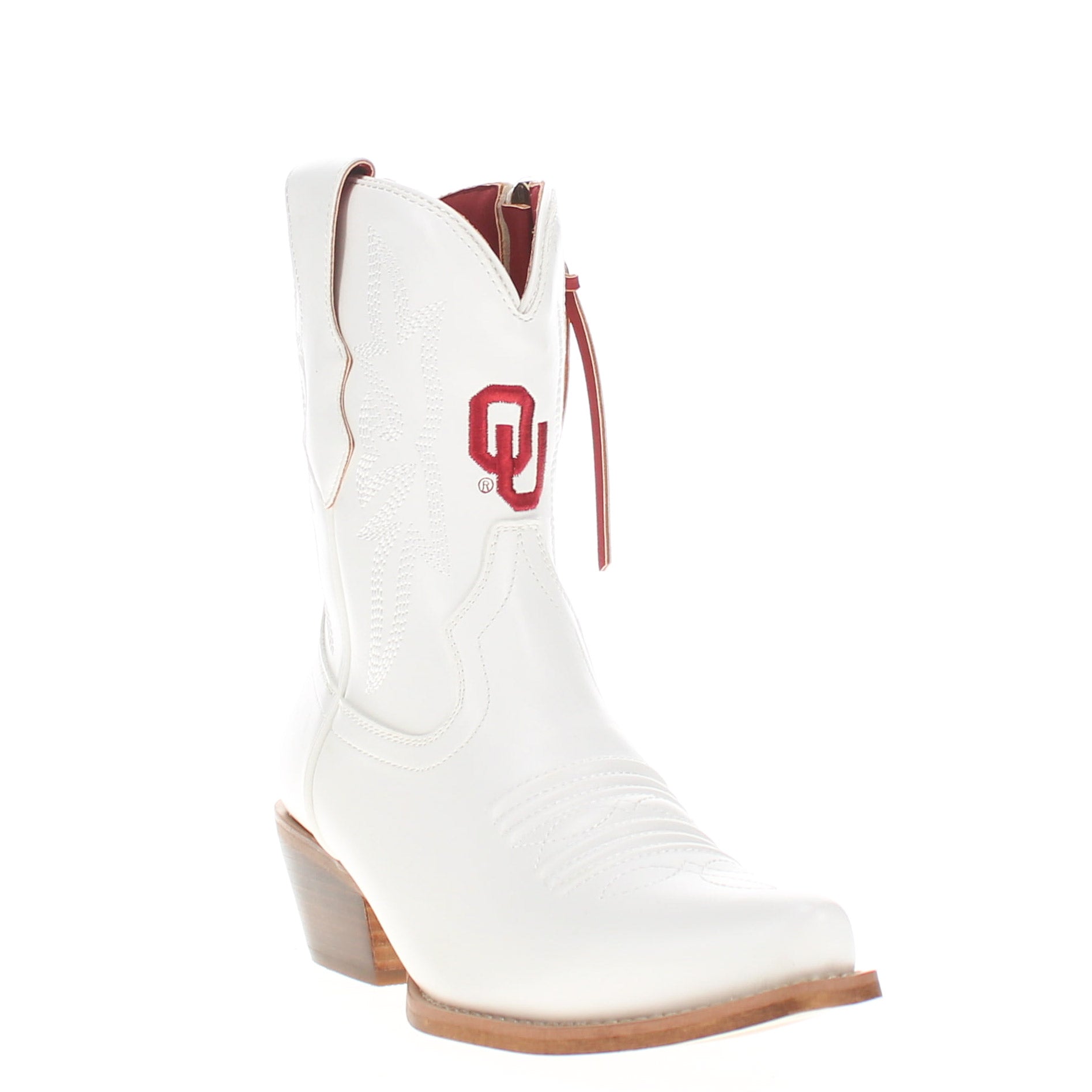 Women's University of Oklahoma White Cowgirl Boots with Color Tassel Lynn by V by Vaccari