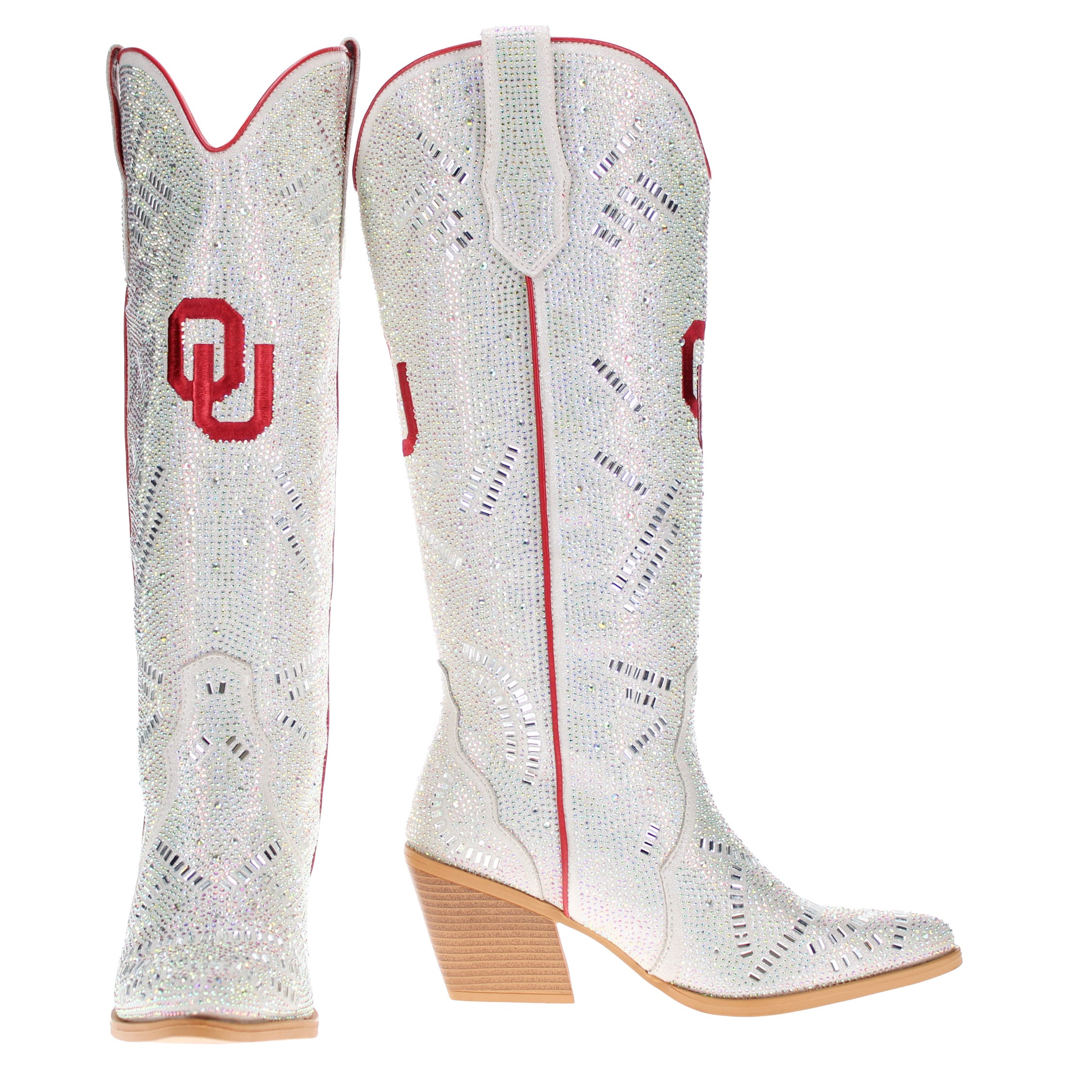 Women's University of Oklahoma Natural Tall Bling Cowgirl Boots Amber by V by Vaccari
