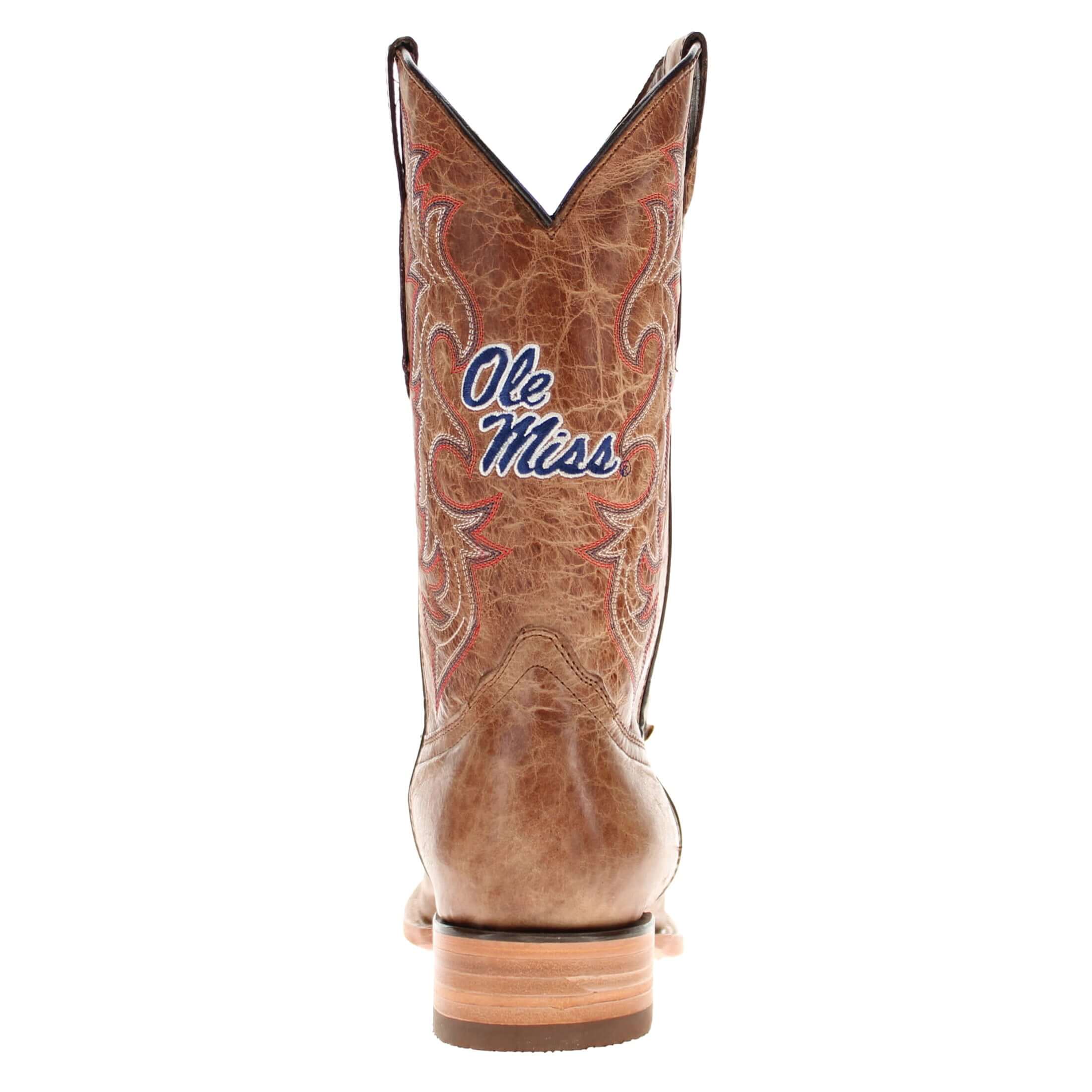 Men's Ole Miss Tan Square Toe Cowboy Boots by Vaccari