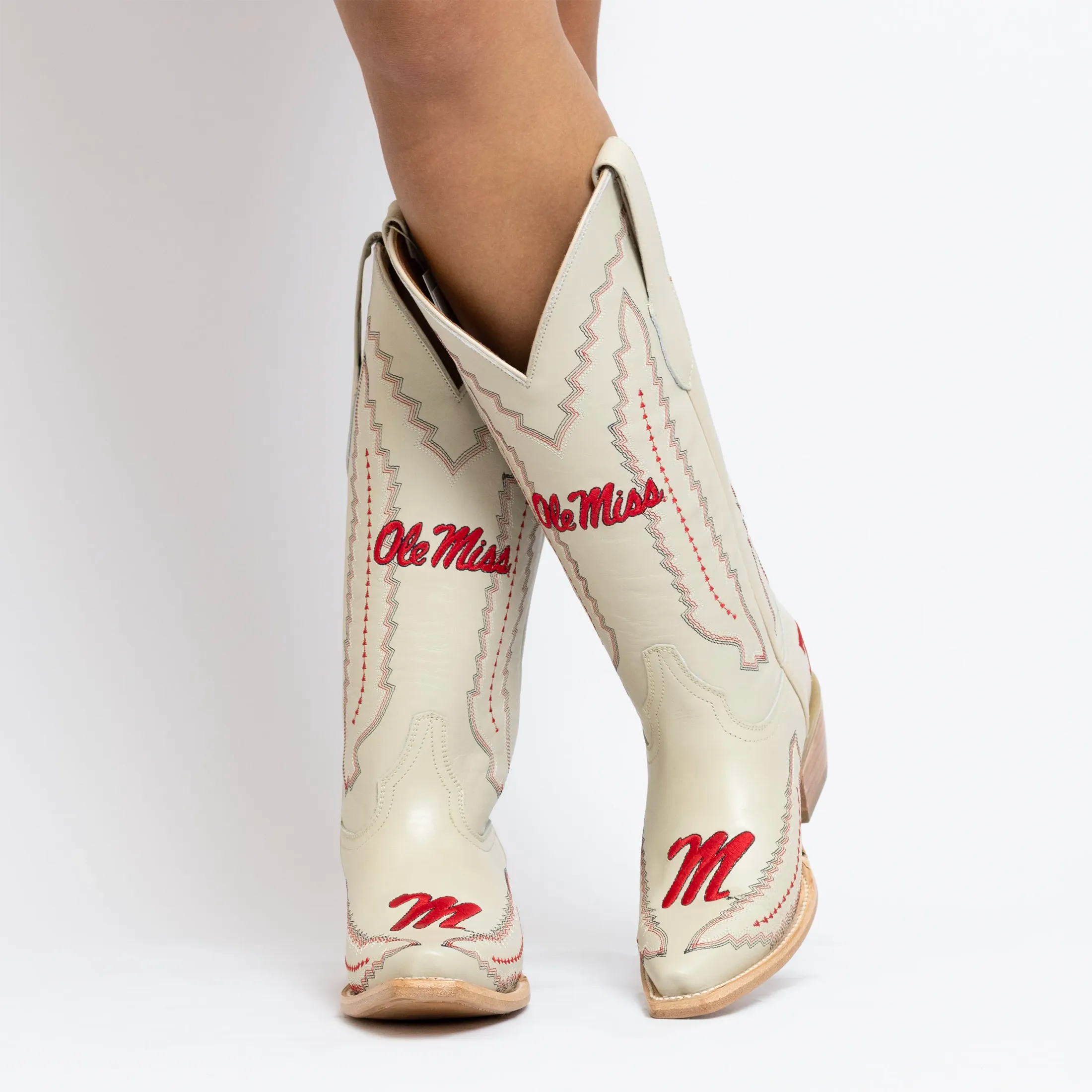Women's University of Mississippi Bone Snip Toe Cowgirl Boots Naomi by Vaccari