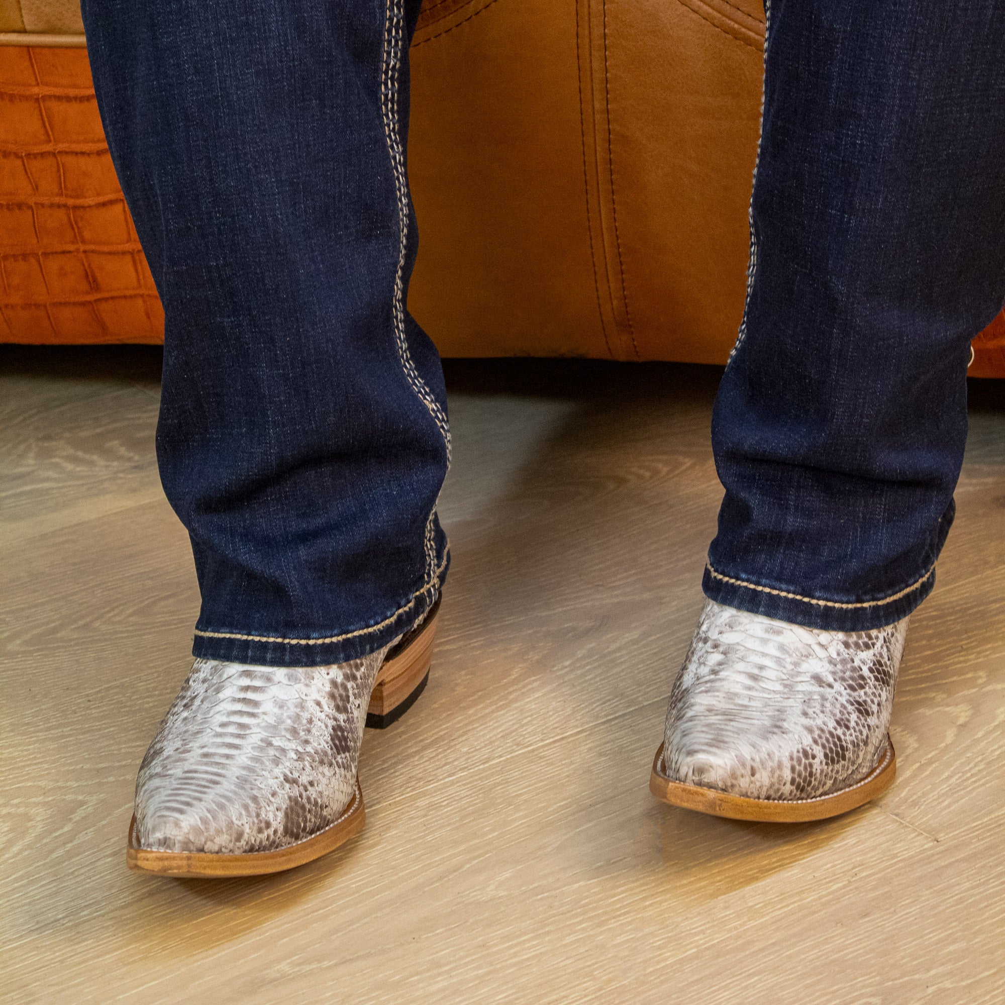 Mens Python Snake Skin Western Snip Toe Boots by Vaccari