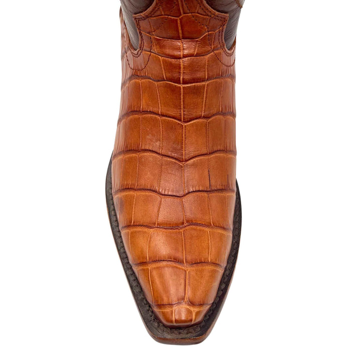 Women's University of Texas Burnt Orange Cognac American Alligator Snip Toe Cowgirl Boots Olivia by Vaccari