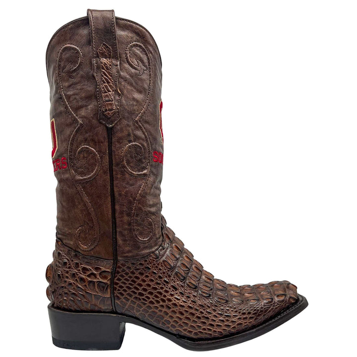 Men's University of Oklahoma Sooners Brown Hornback American Alligator Cowboy Boots David by Vaccari #select-a-toe_jw