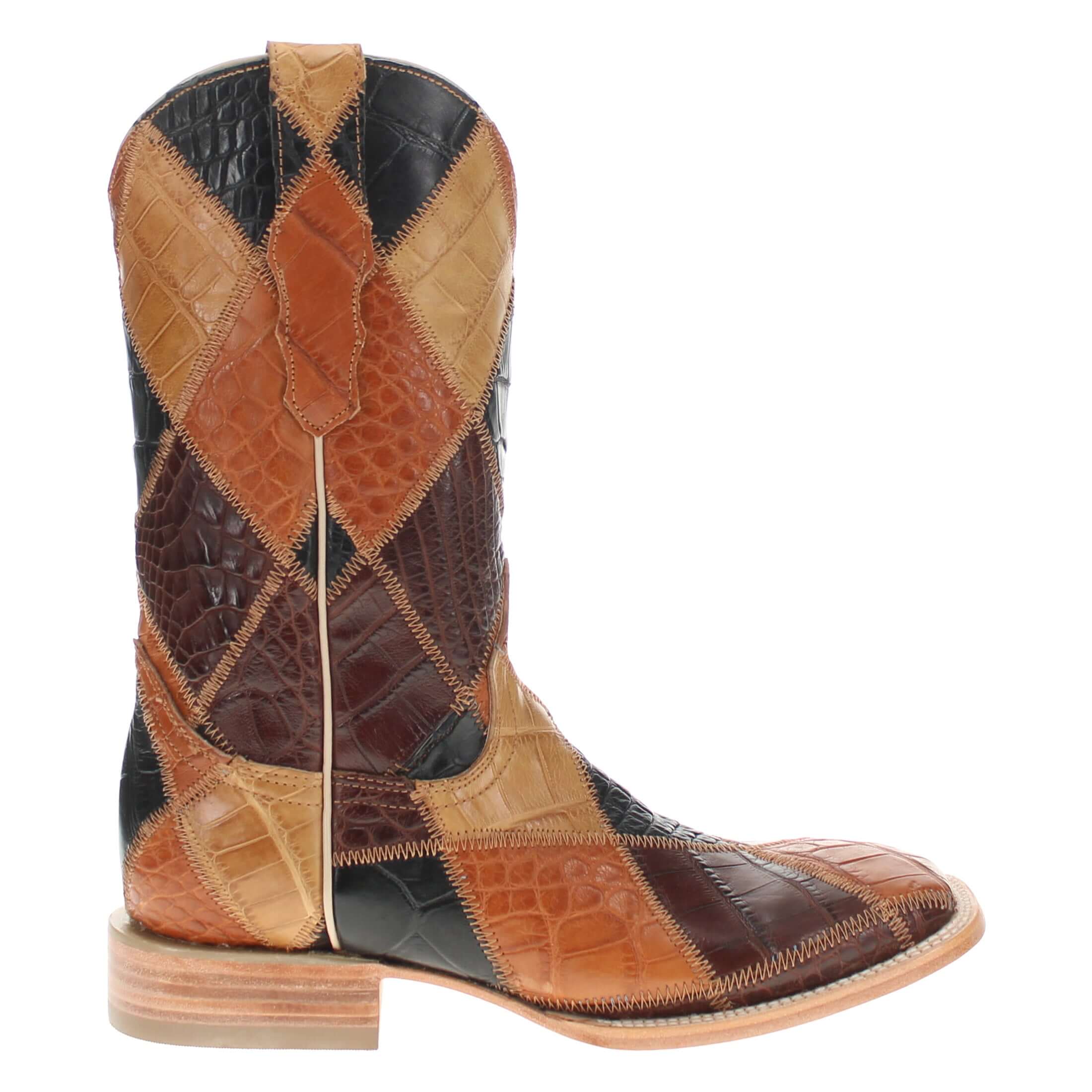 Men's Multi Patch Alligator belly Cowboy Boots Patton by Vaccari Core