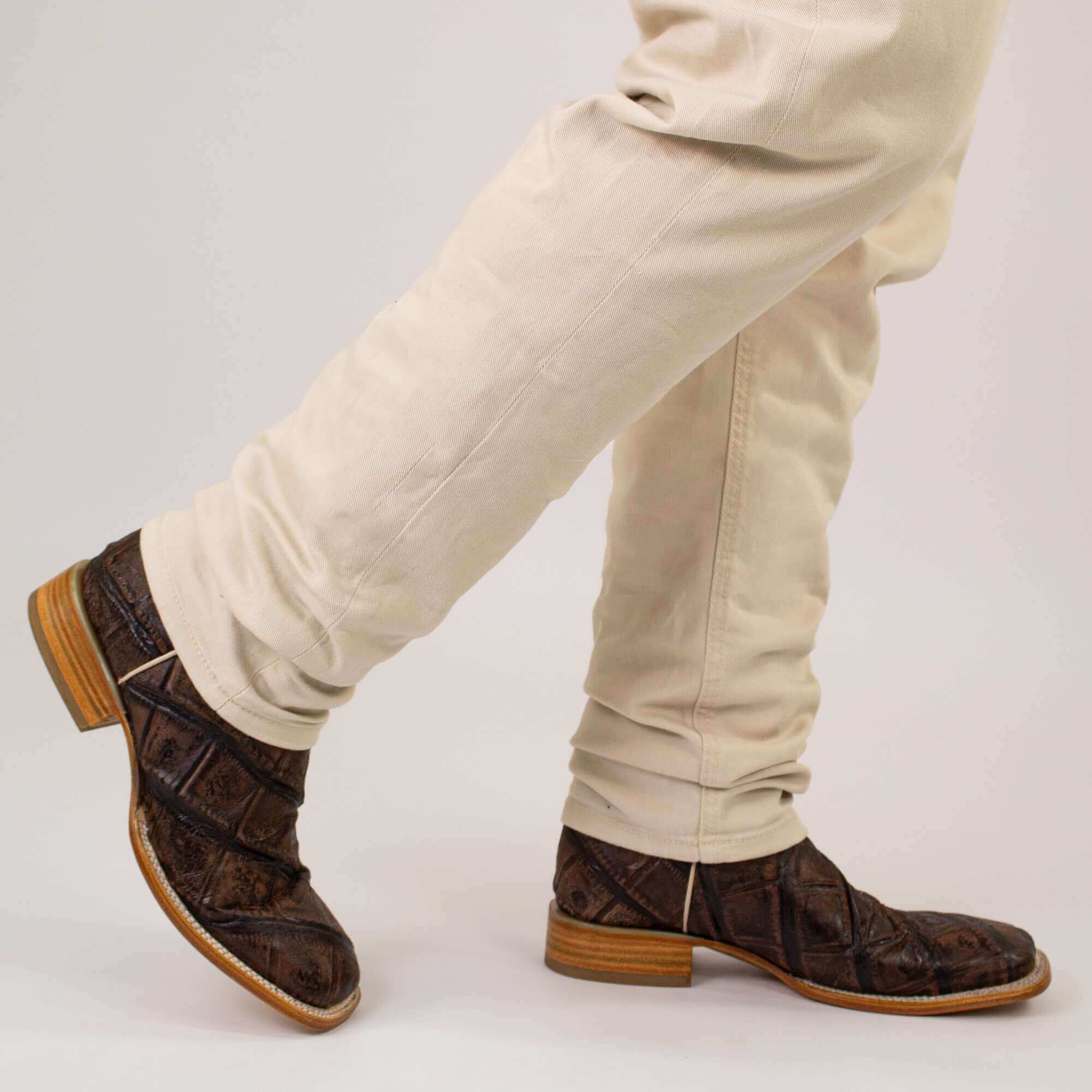 Men's Mocha Allgator Print Cowboy Boots Logan by Vaccari Core