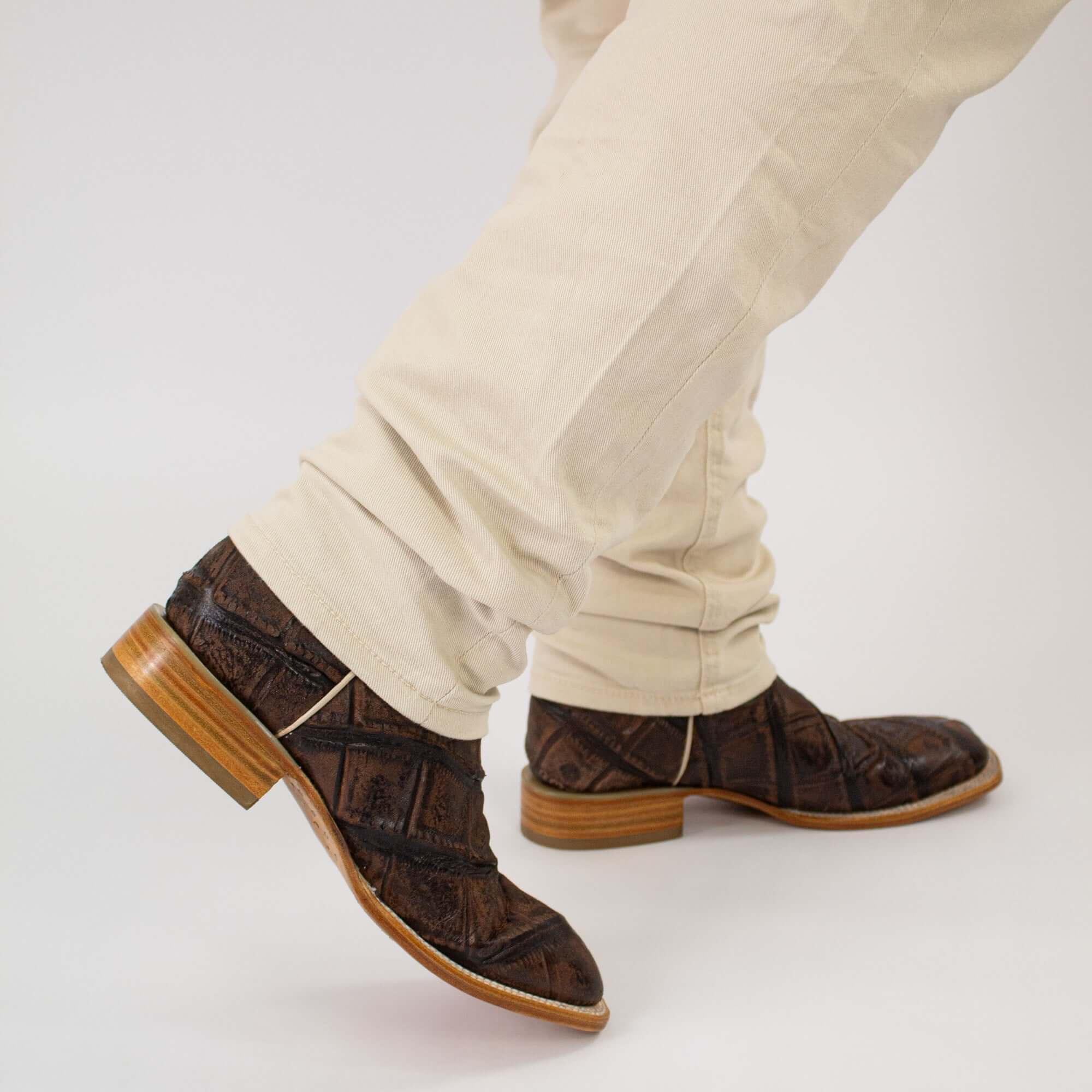 Men's Mocha Allgator Print Cowboy Boots Logan by Vaccari Core