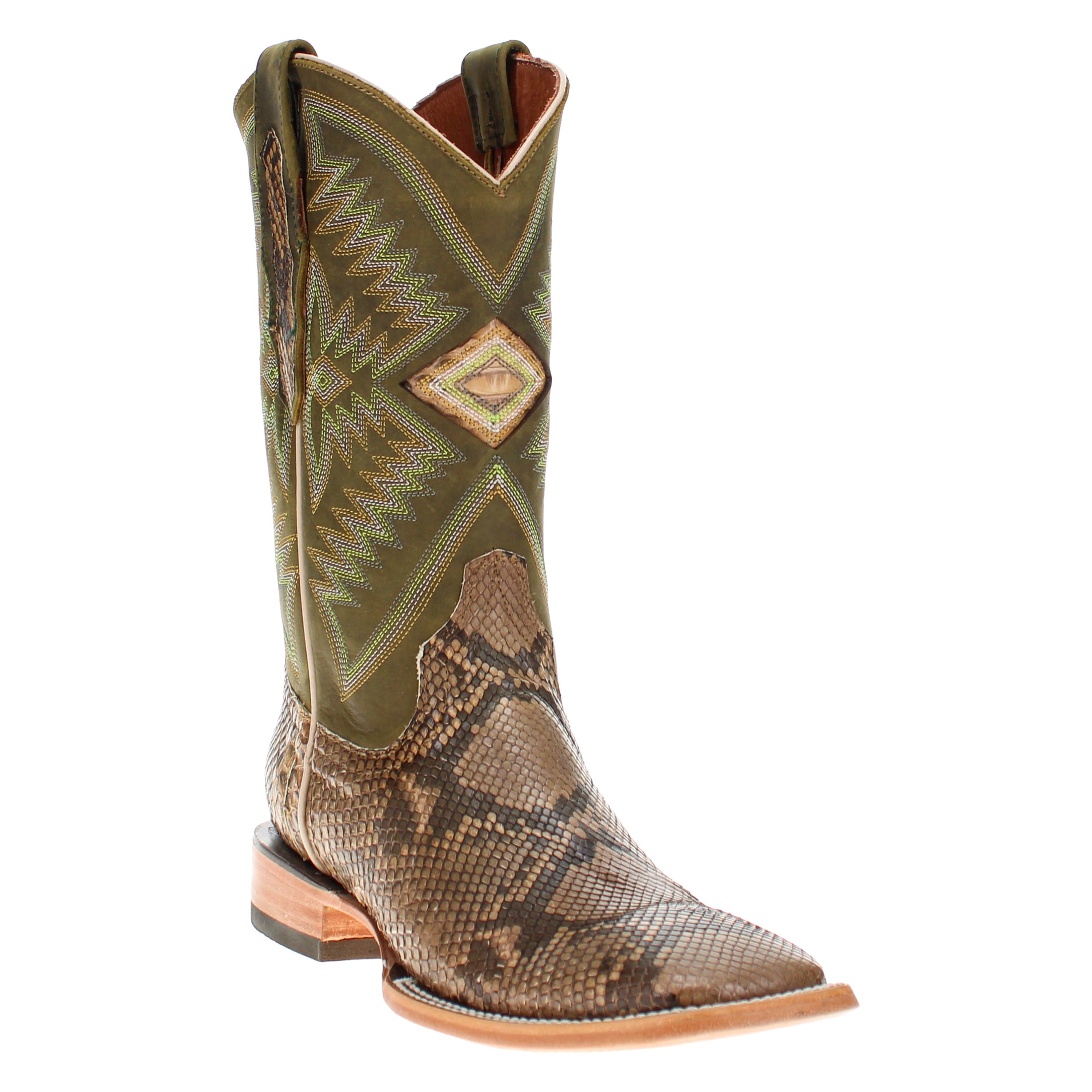Men's Beige Python BS Toe Cowboy Boots by Vaccari
