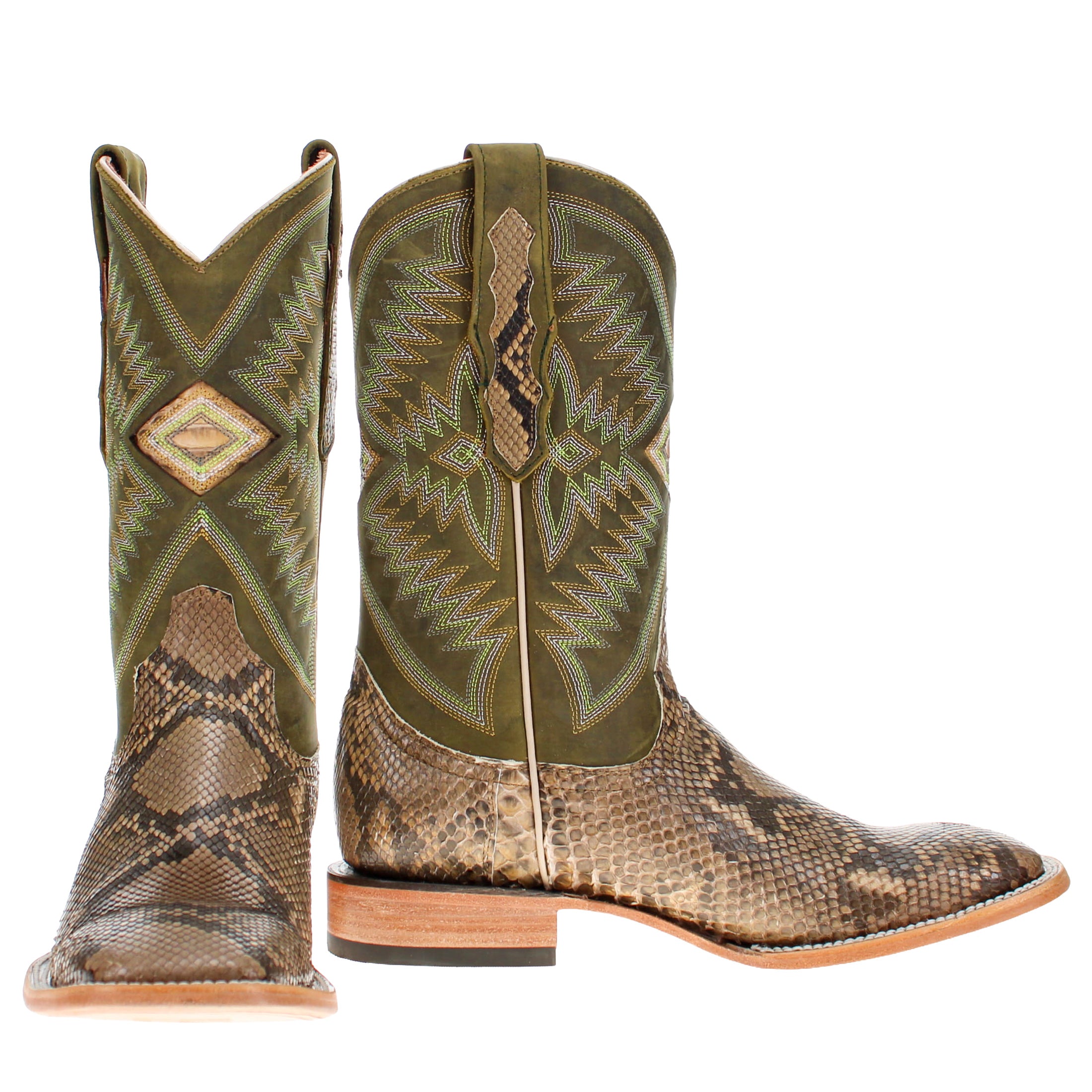 Men's Beige Python BS Toe Cowboy Boots by Vaccari