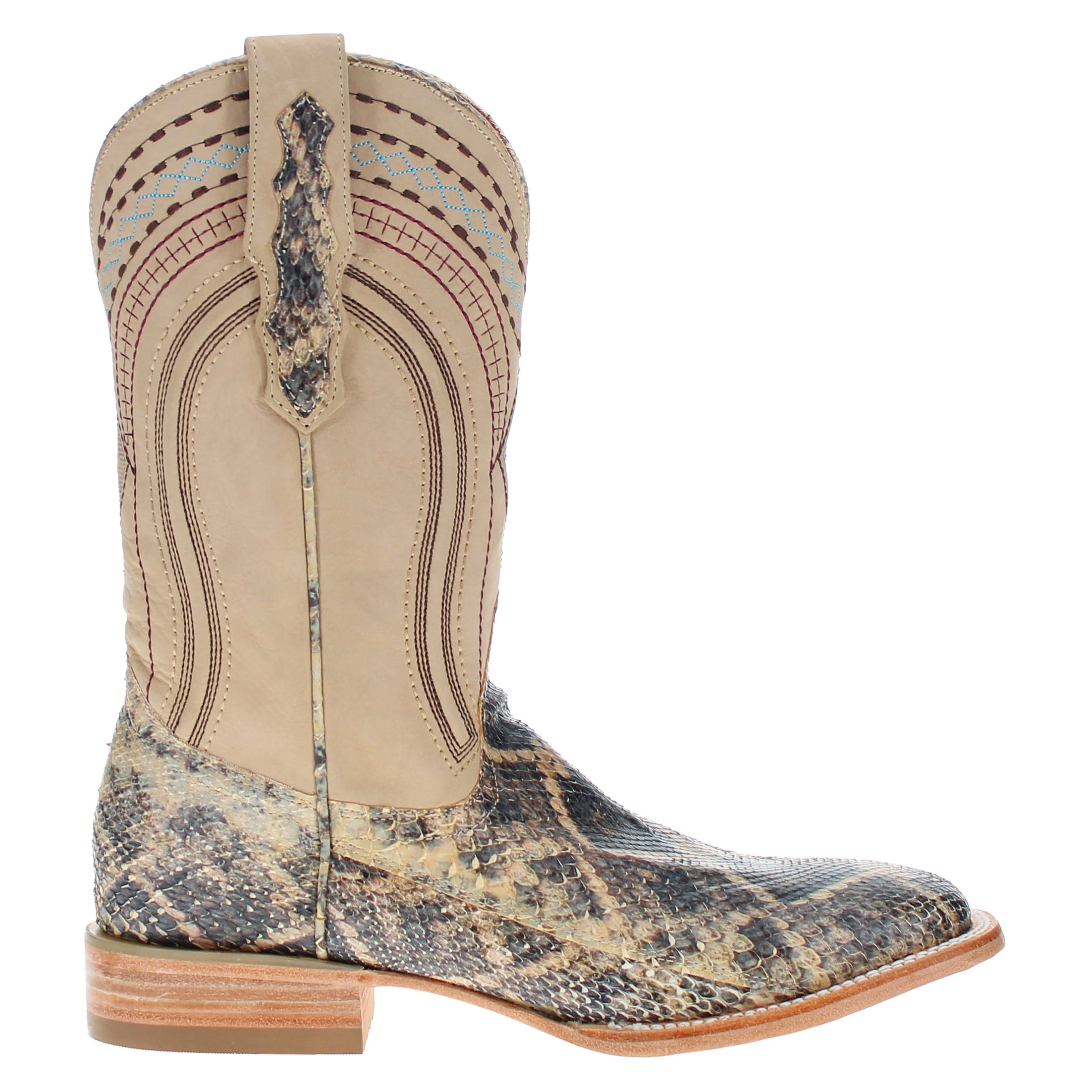 Men's Natural Imprinted Rattlesnake Python Square Toe Boots | Vaccari
