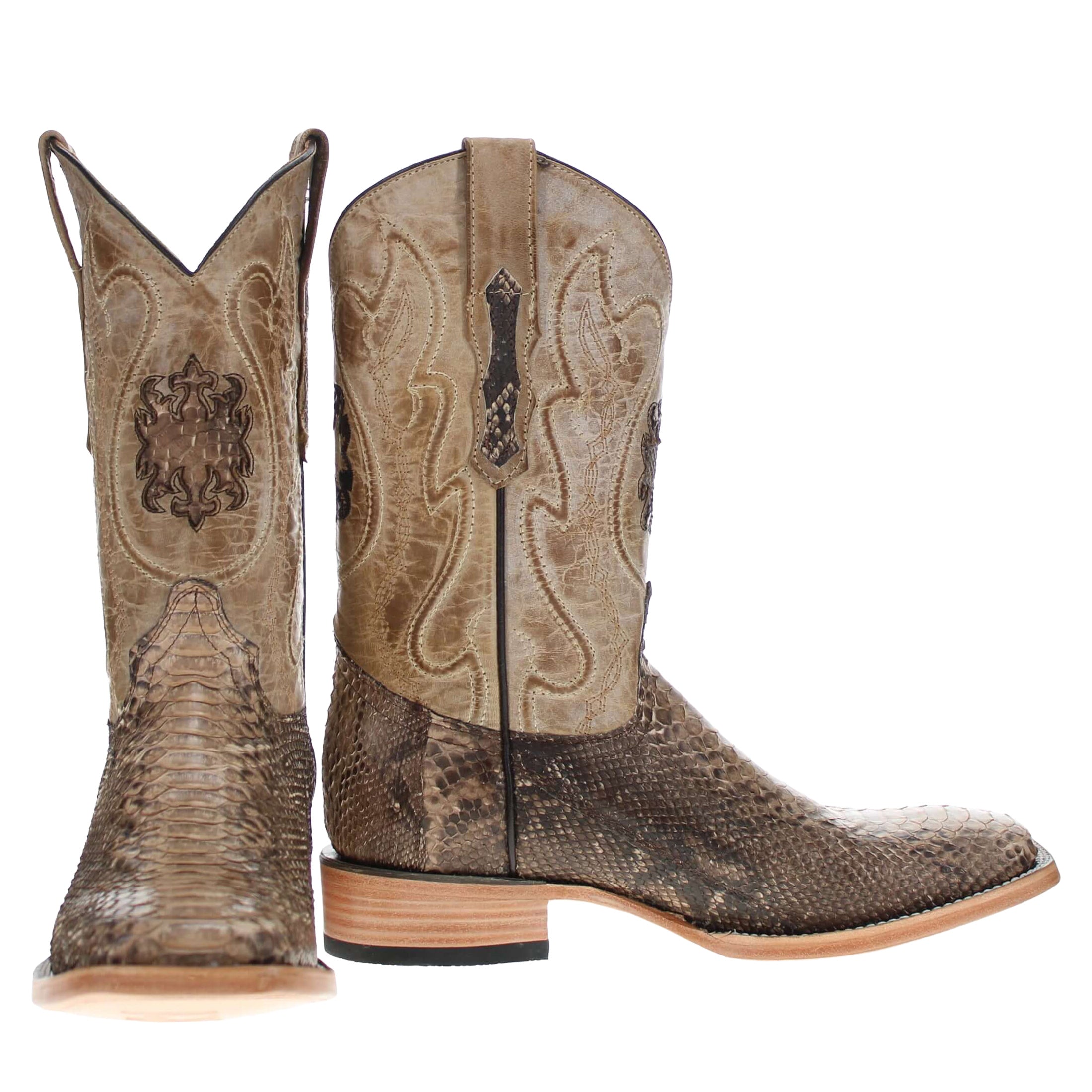 Men's Brown Python Cowboy Boots Crockett by Vaccari Core