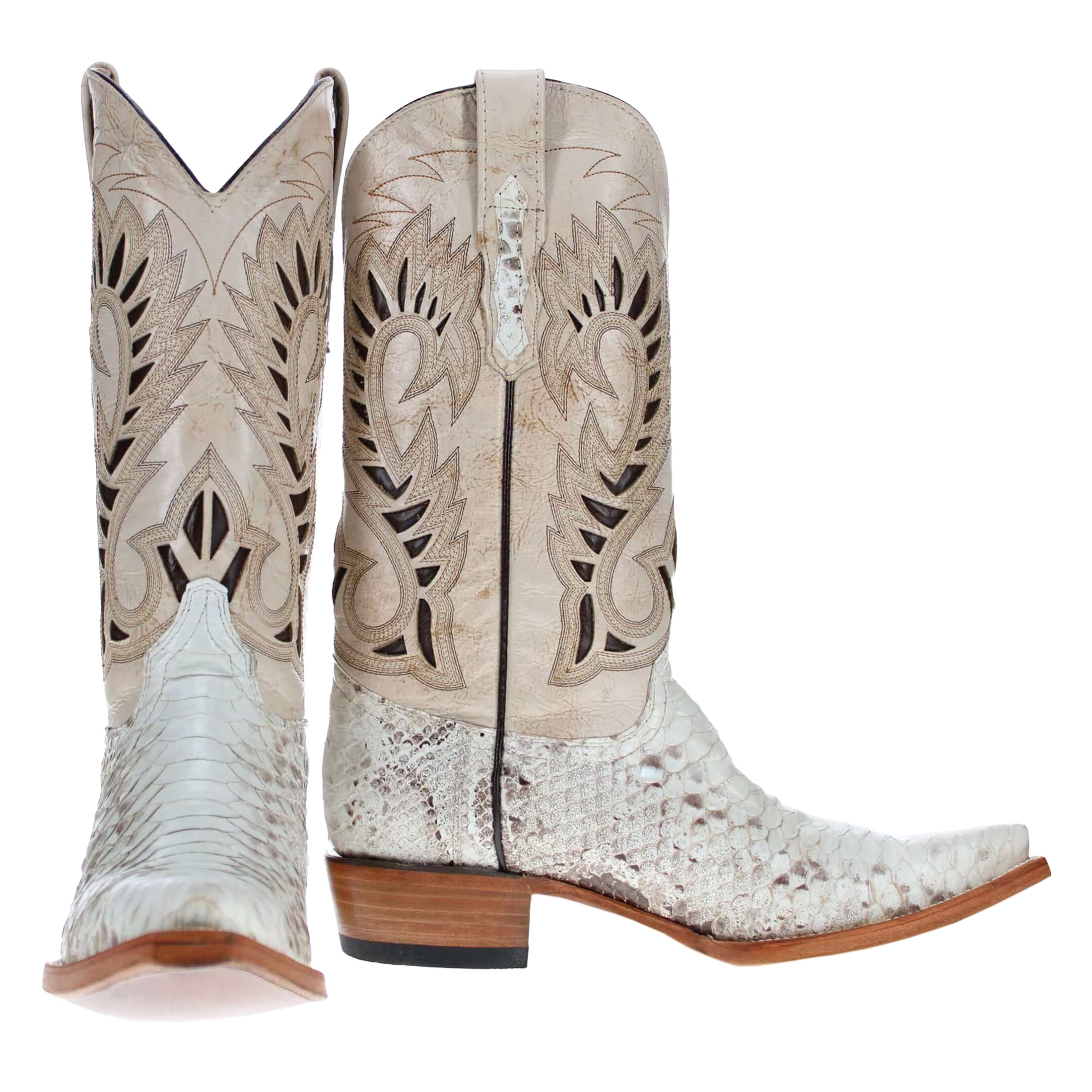 Mens Python Snake Skin Western Snip Toe Boots by Vaccari