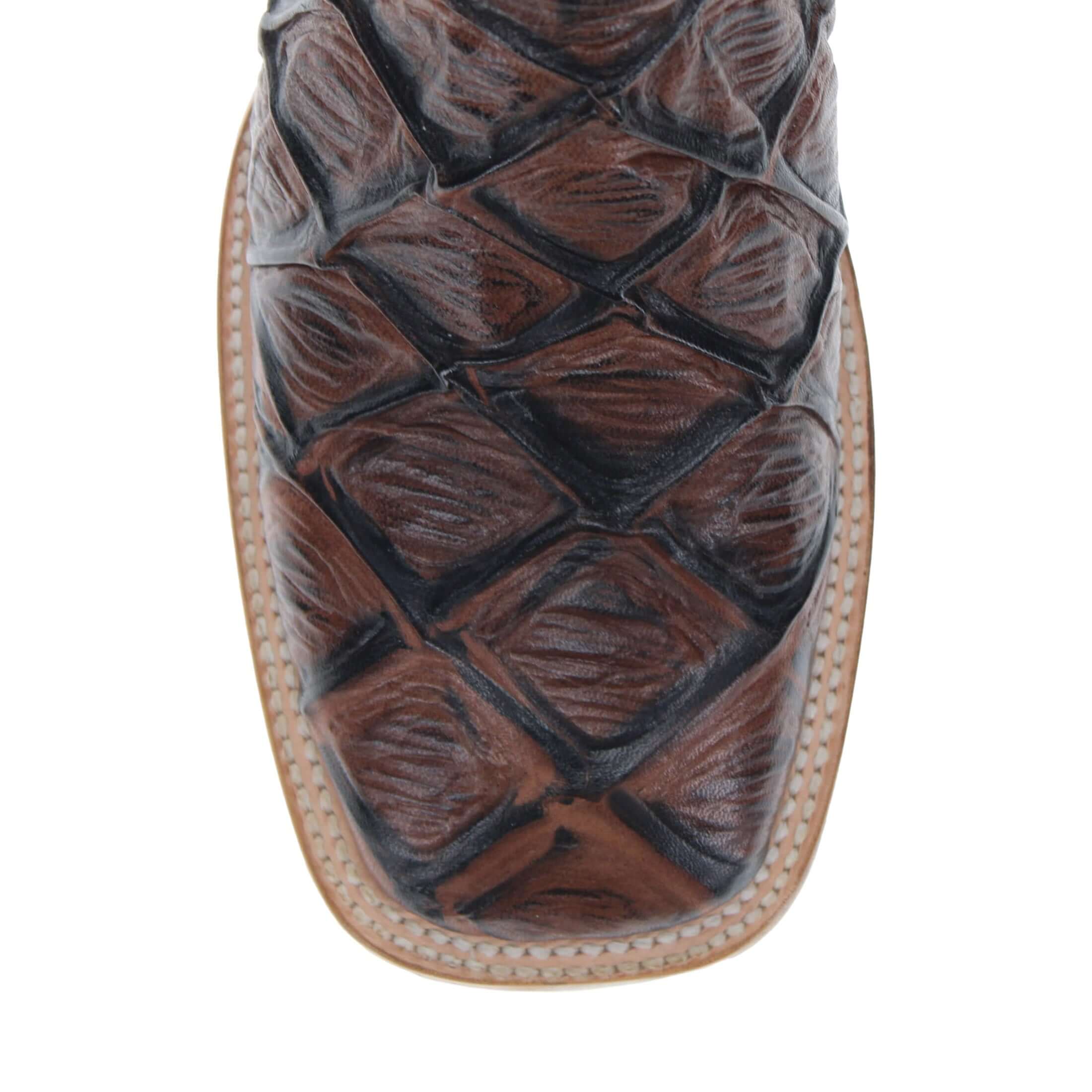 Men's Mocha Pirarucu Print Cowboy Boots | Vaccari Boots