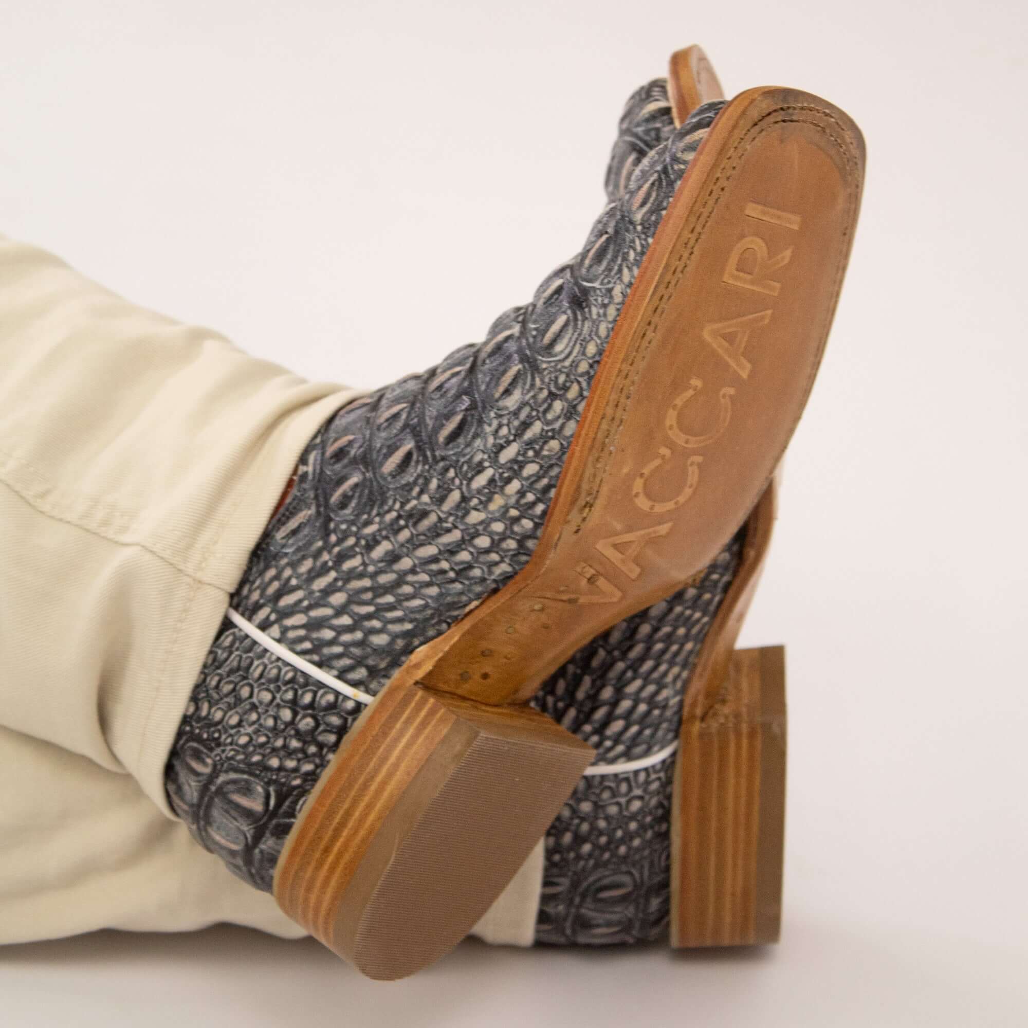 Men's Black Alligator Hornback Print Cowboy Boots Wade by Vaccari Core