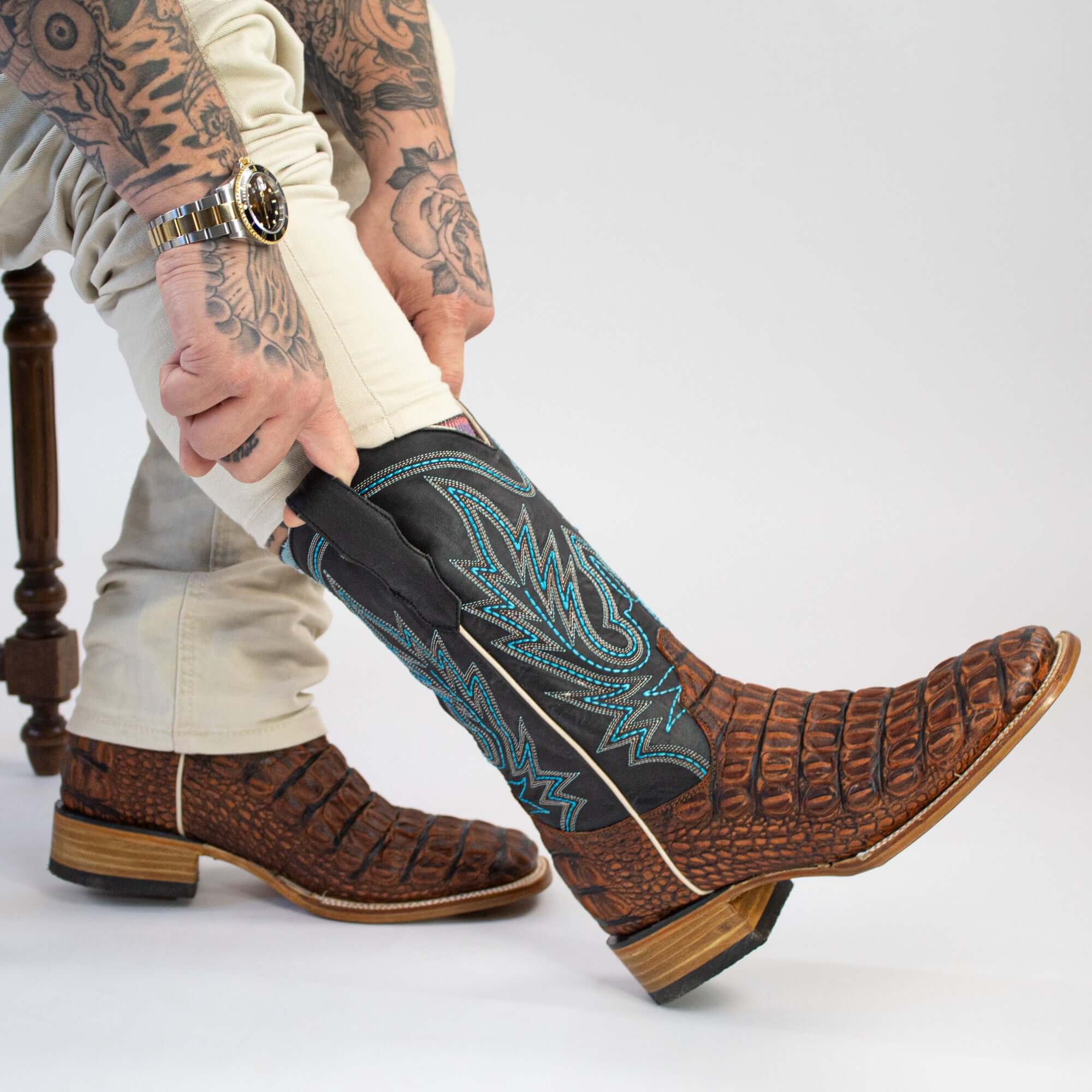 Men's Sherdon Alligator Hornback Print Cowboy Boots Wade by Vaccari Core