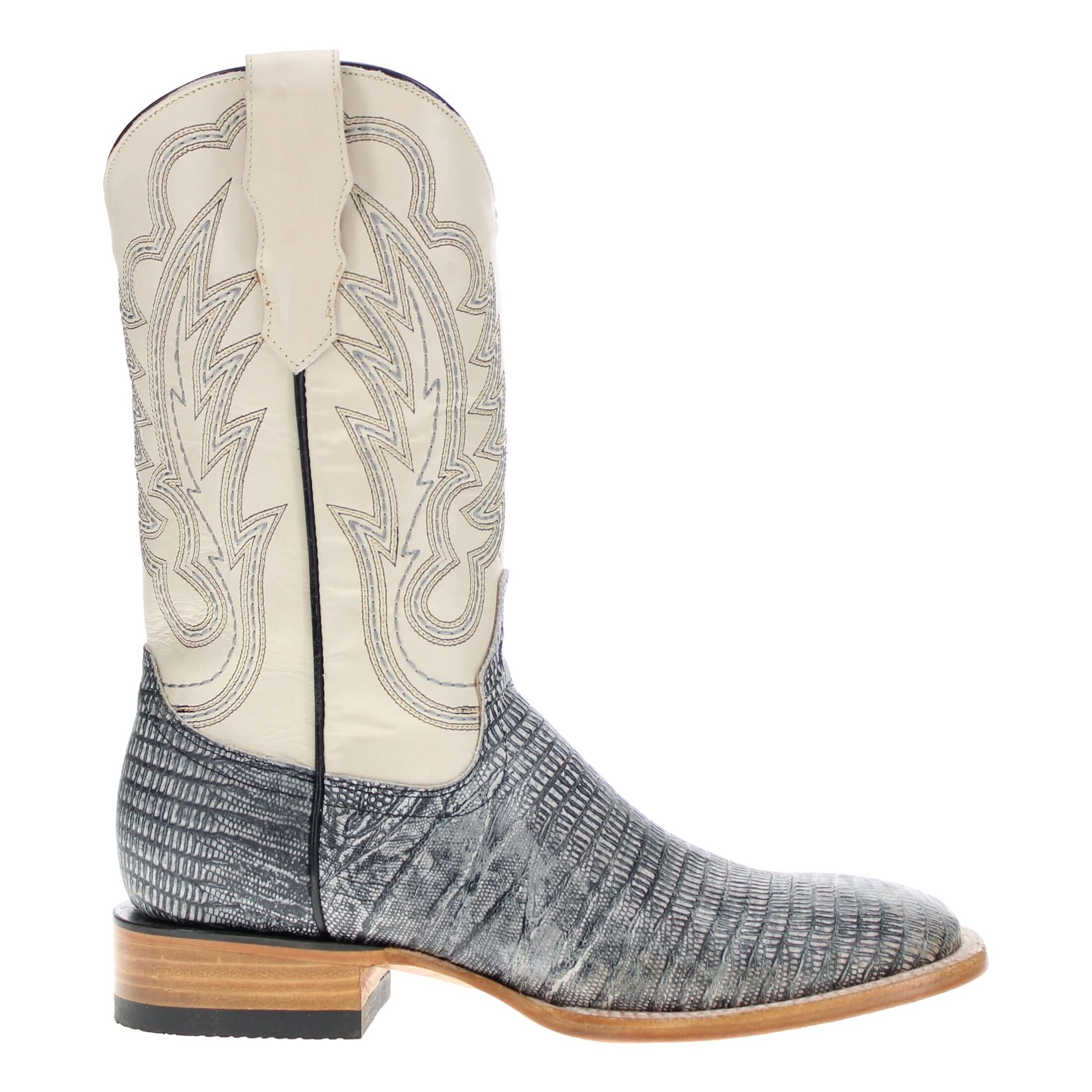 Men's Grey Lizard Print Cowboy Boots Nash by Vaccari Core