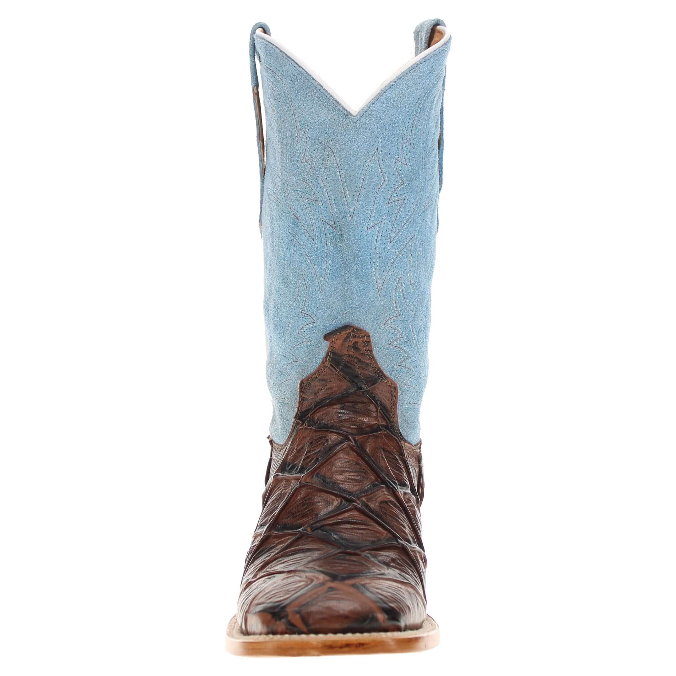 Men's Mocha Pirarucu Print Cowboy Boots | Vaccari Boots