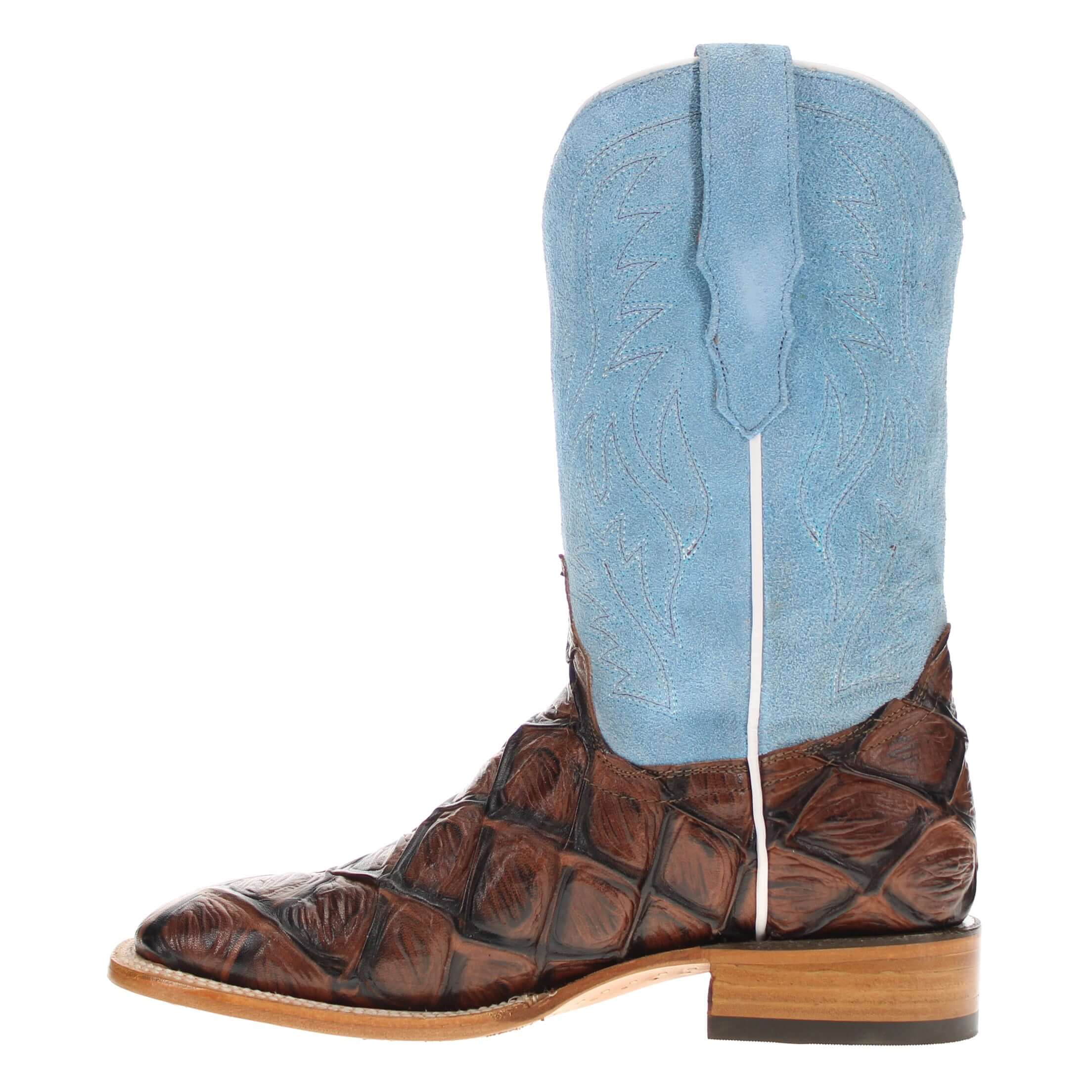 Men's Mocha Fish Print Cowboy Boots Malik by Vaccari Core